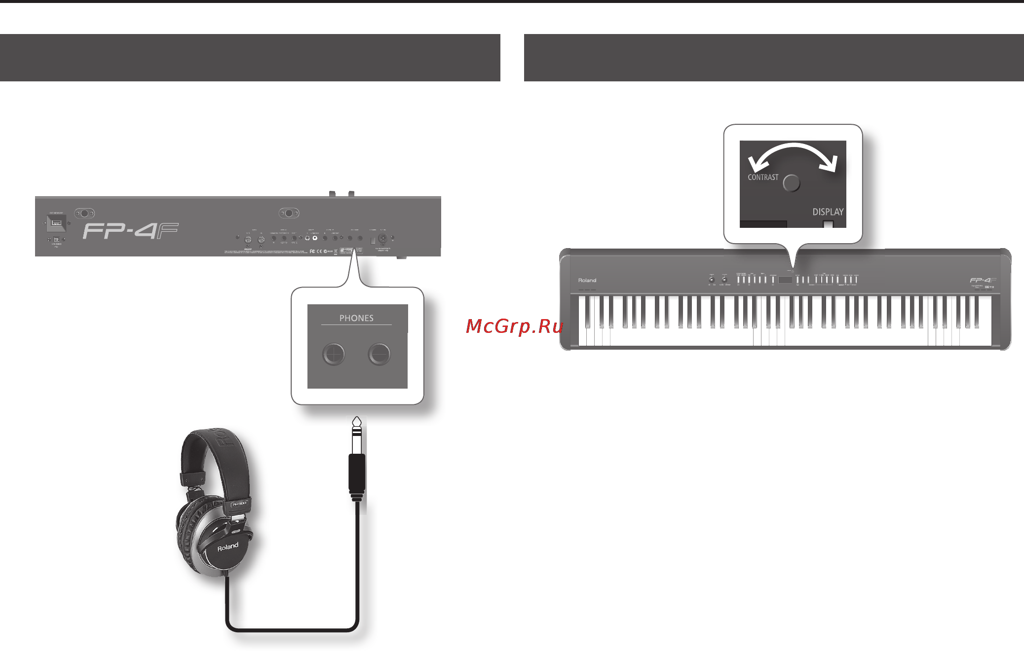 Roland FP-4F BK [17/85] Использование наушников установка яркости дисплея