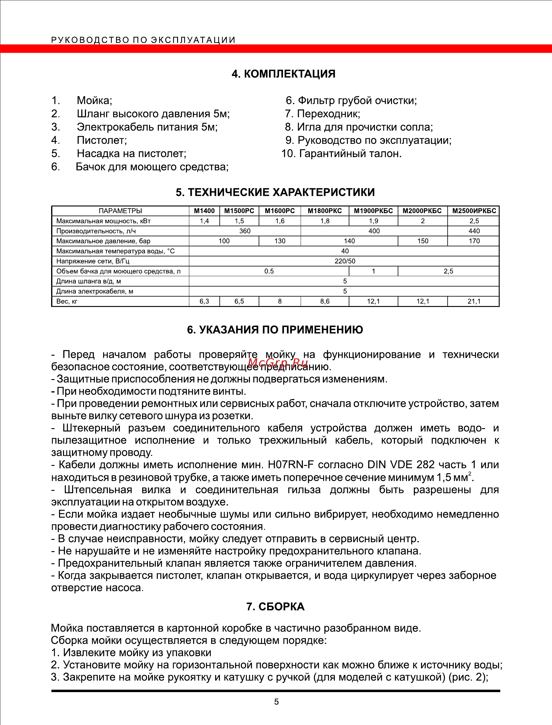 Elitech М 2500ИРКБС Инструкция по эксплуатации онлайн [5/10] 13611