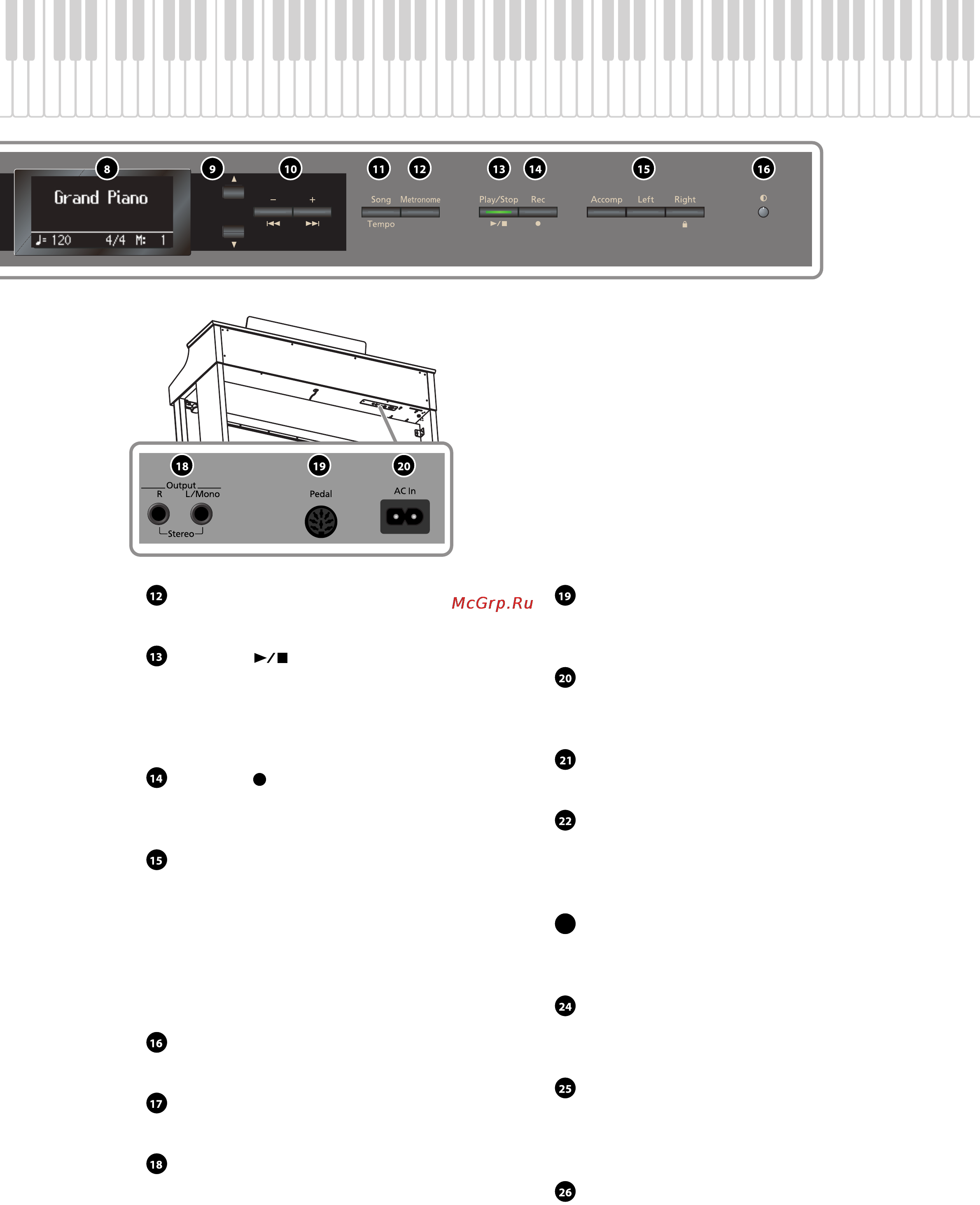 Roland HP307 [13/86] Кнопка rec