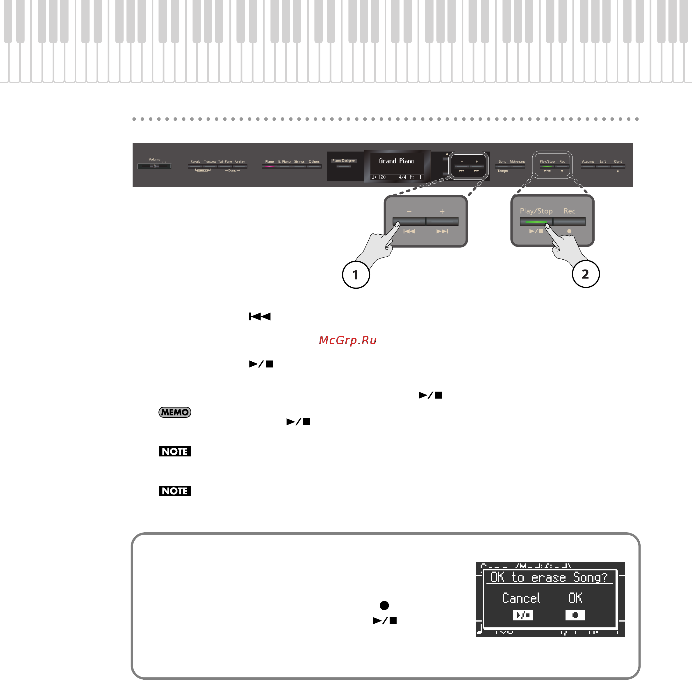 Roland HP307 [42/86] Ok to erase song