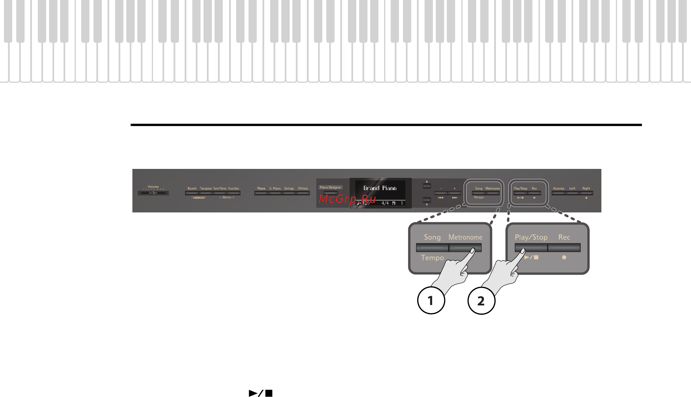 Roland LX-10F [24/85] Отсчет тактов перед началом воспроизведения count in