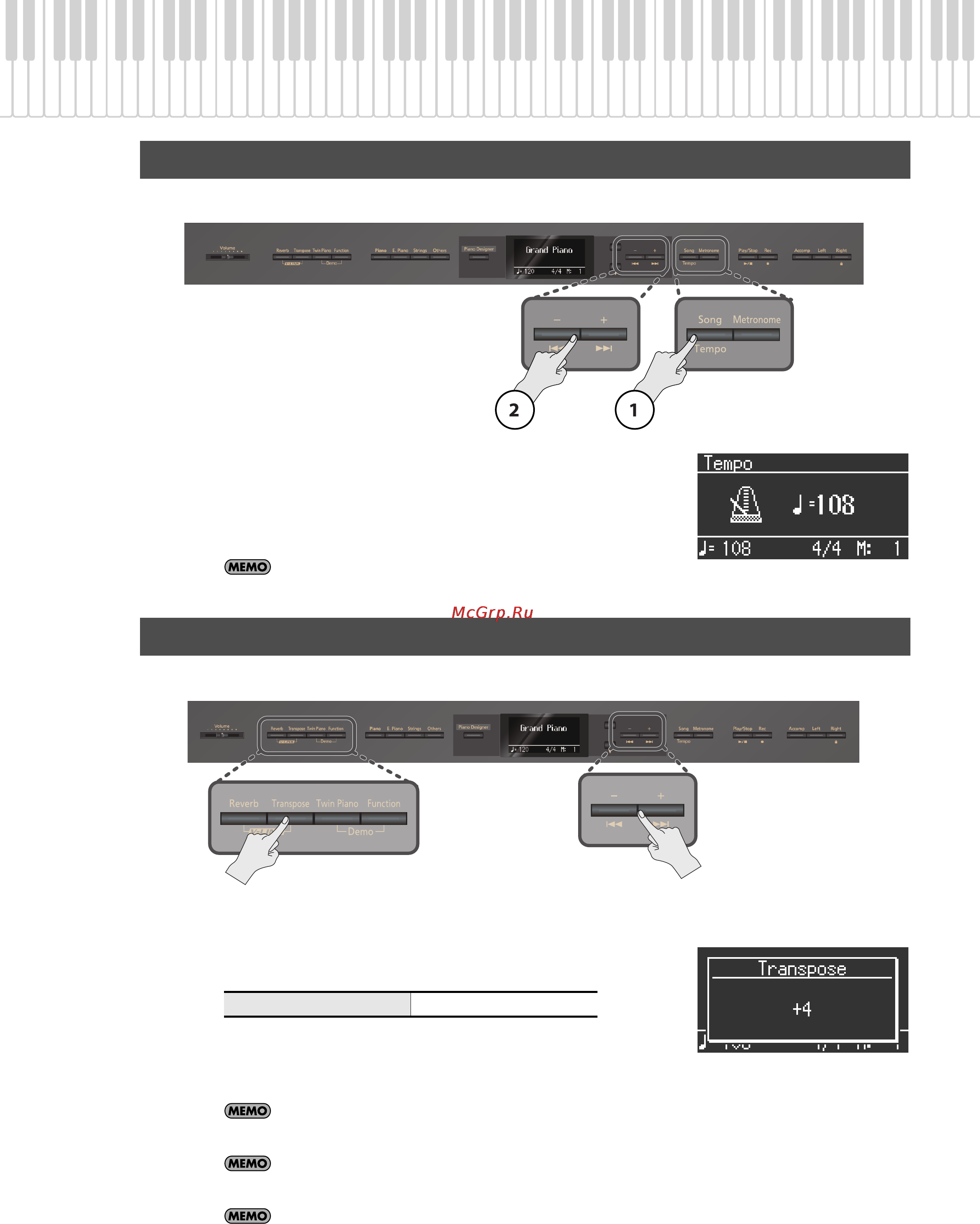 Roland LX-10F [40/85] Изменение темпа пьесы