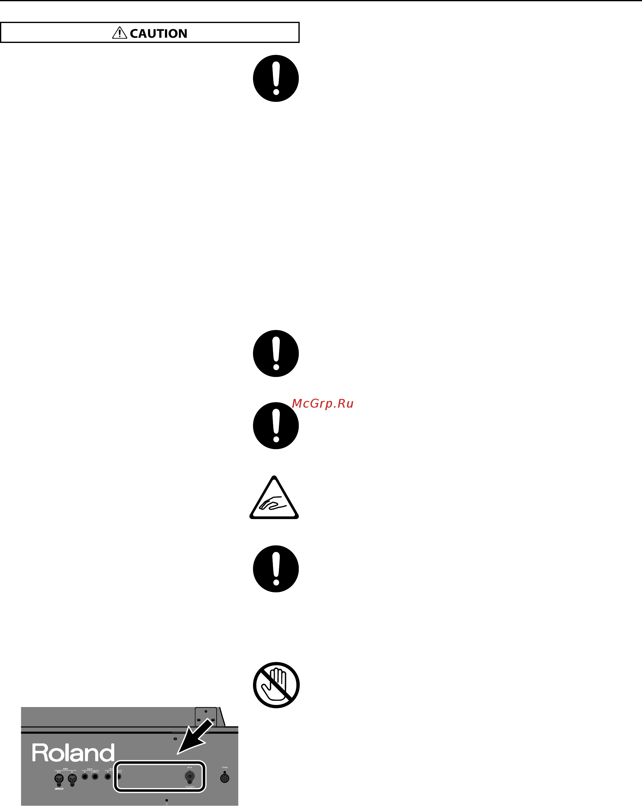 Roland RP201-SBA [12/61] A caution