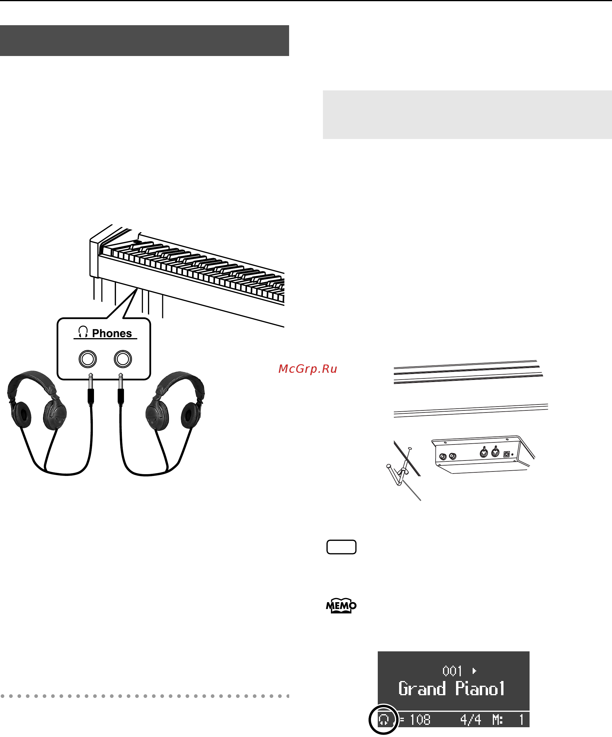 Roland HP-207 ERW [23/114] Вставьте крюк поставляется вместе с