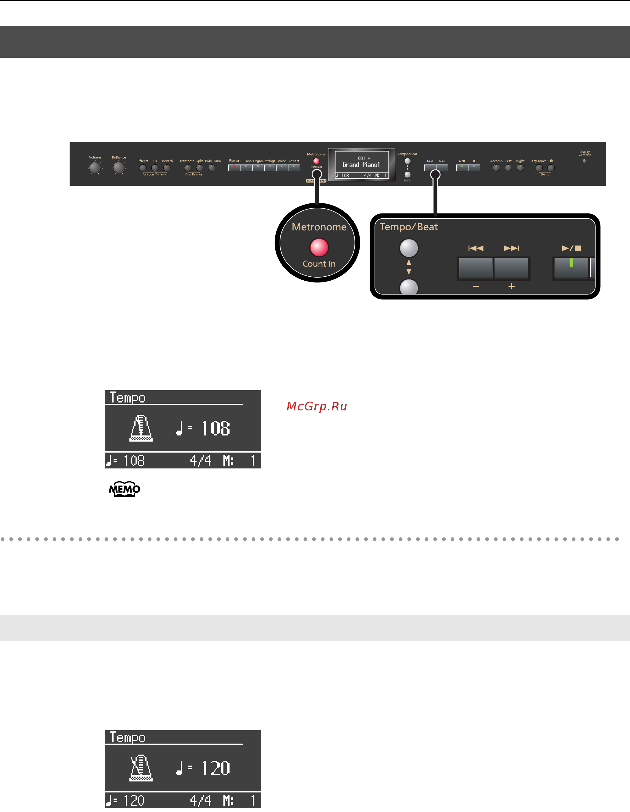 Roland HP207 [48/114] Использование метронома