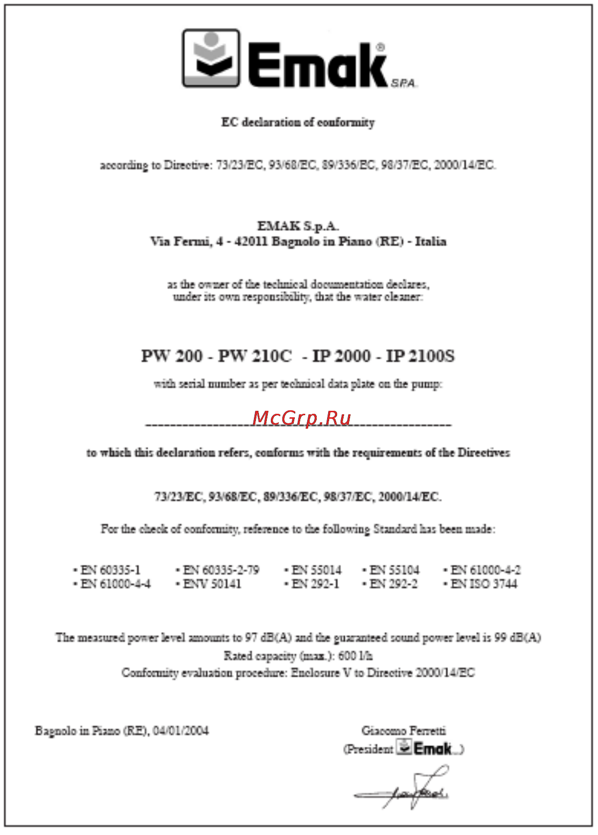 Efco IP 2100 S [22/23] Етак