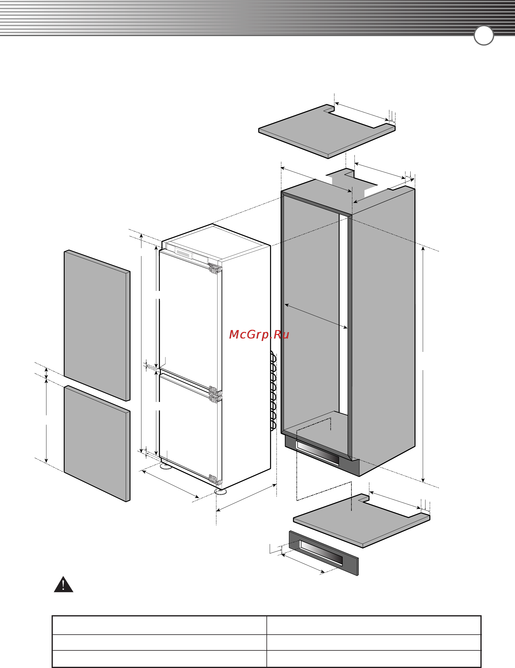 Smeg CB30PFNF [40/53] Габаритные размеры холодильника и мебели