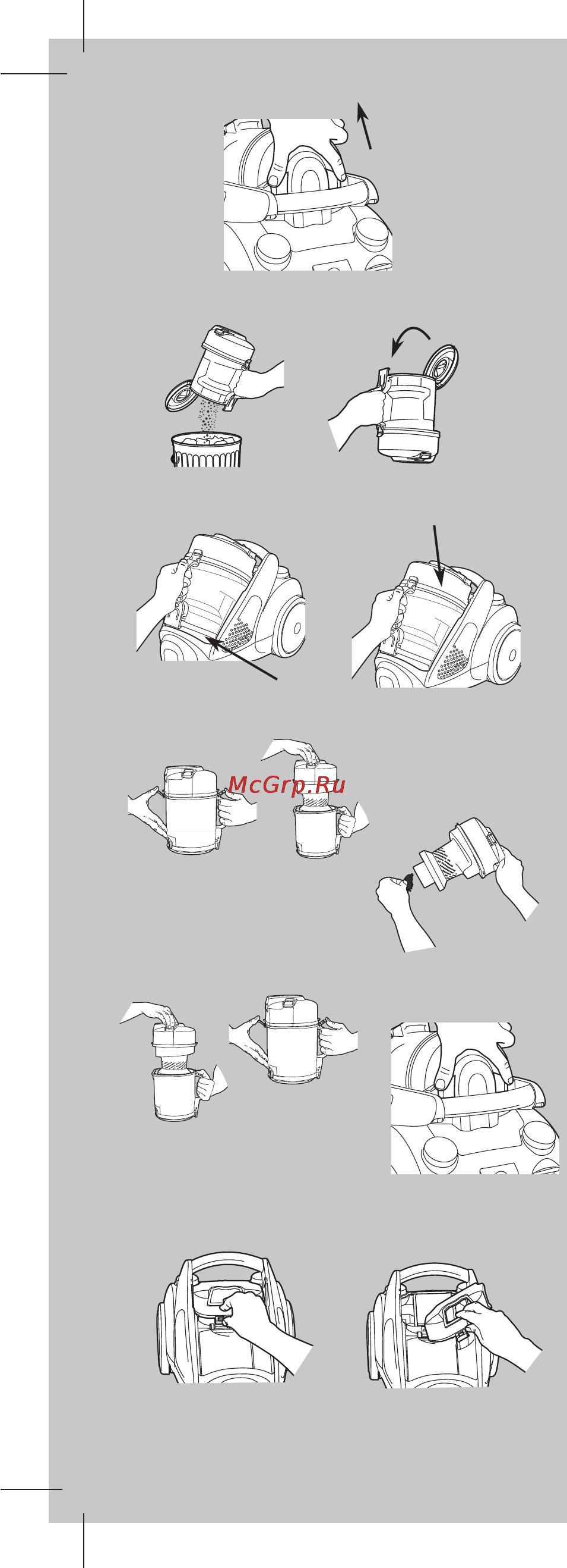 Electrolux ZT3530 [12/55] Выньте пылесборник как описано ранее 23 по рисунку найдите фильтр защиты