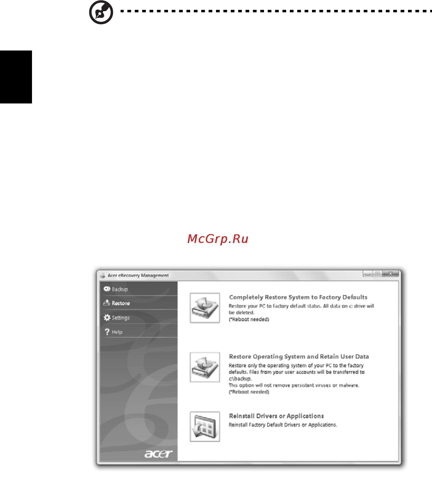 Acer ASPIRE 5742Z-P623G32Mirr [1536/2205] Restore atjaunošana