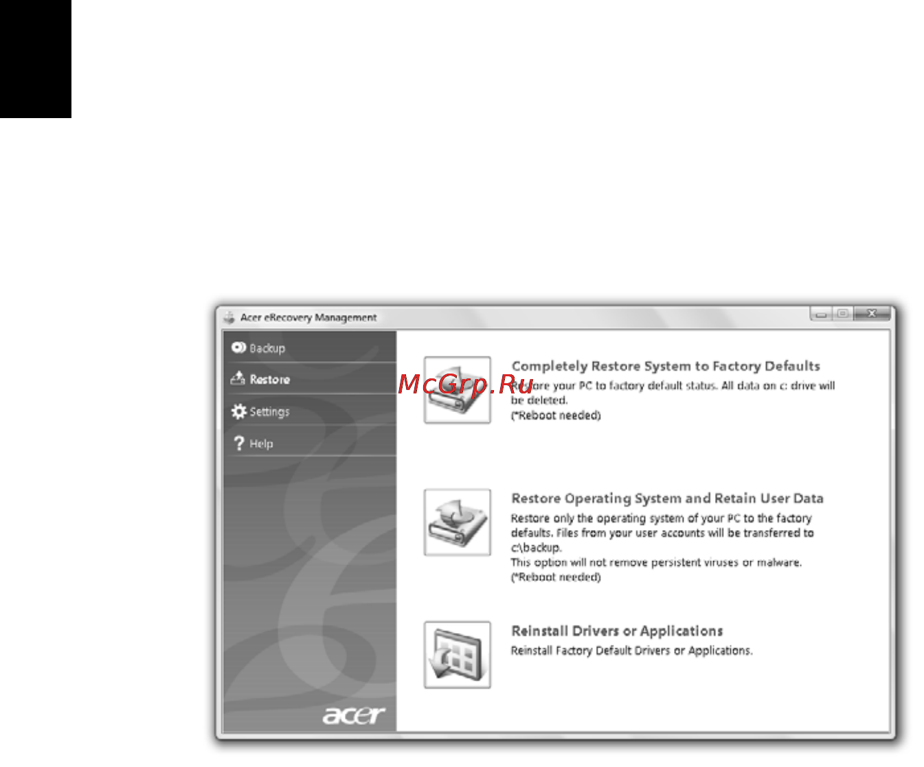 Acer ASPIRE 5742Z-P623G32Mirr [1758/2205] Geri yükleme