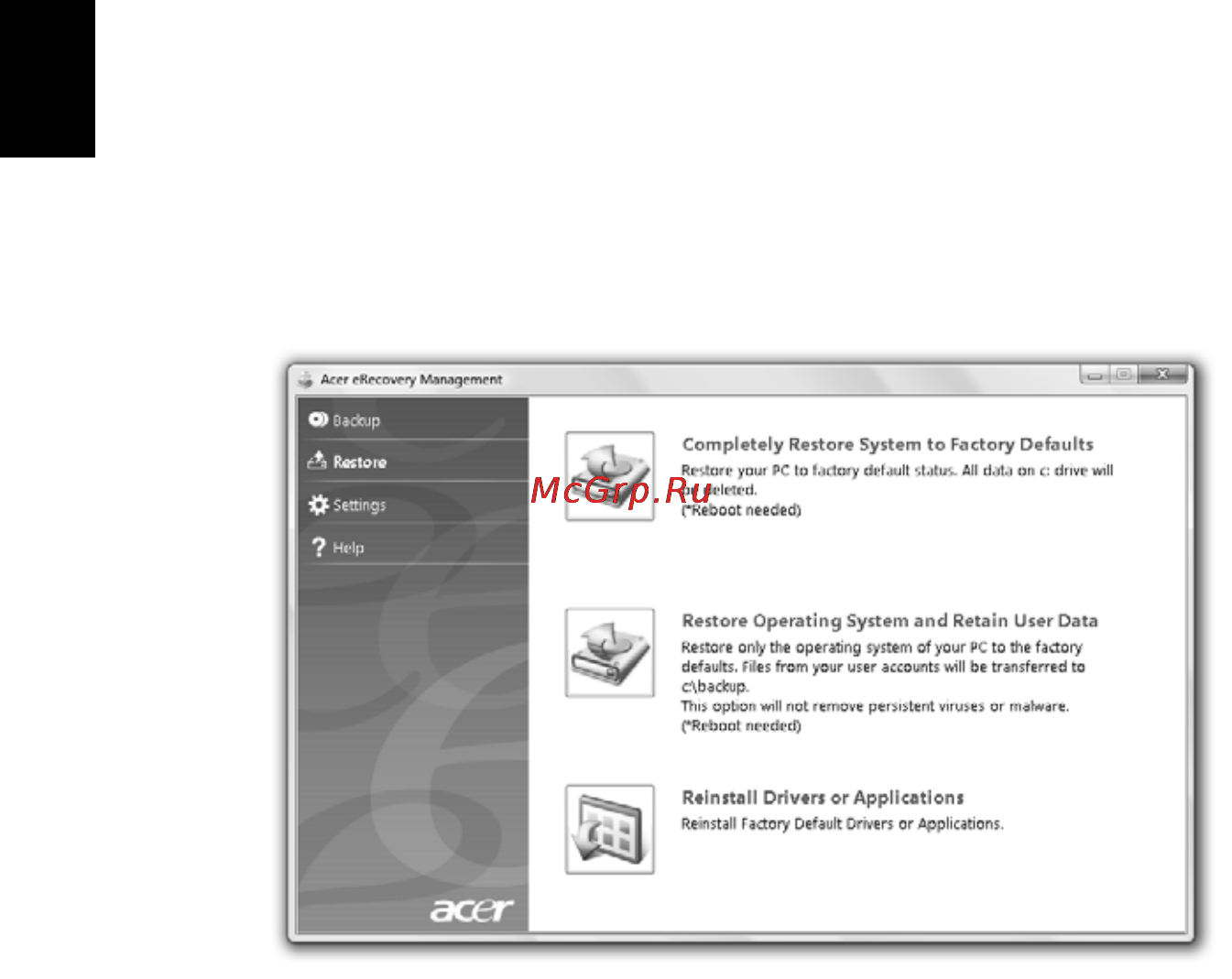Acer ASPIRE 5742G-373G32Mnrr [36/2205] Restore