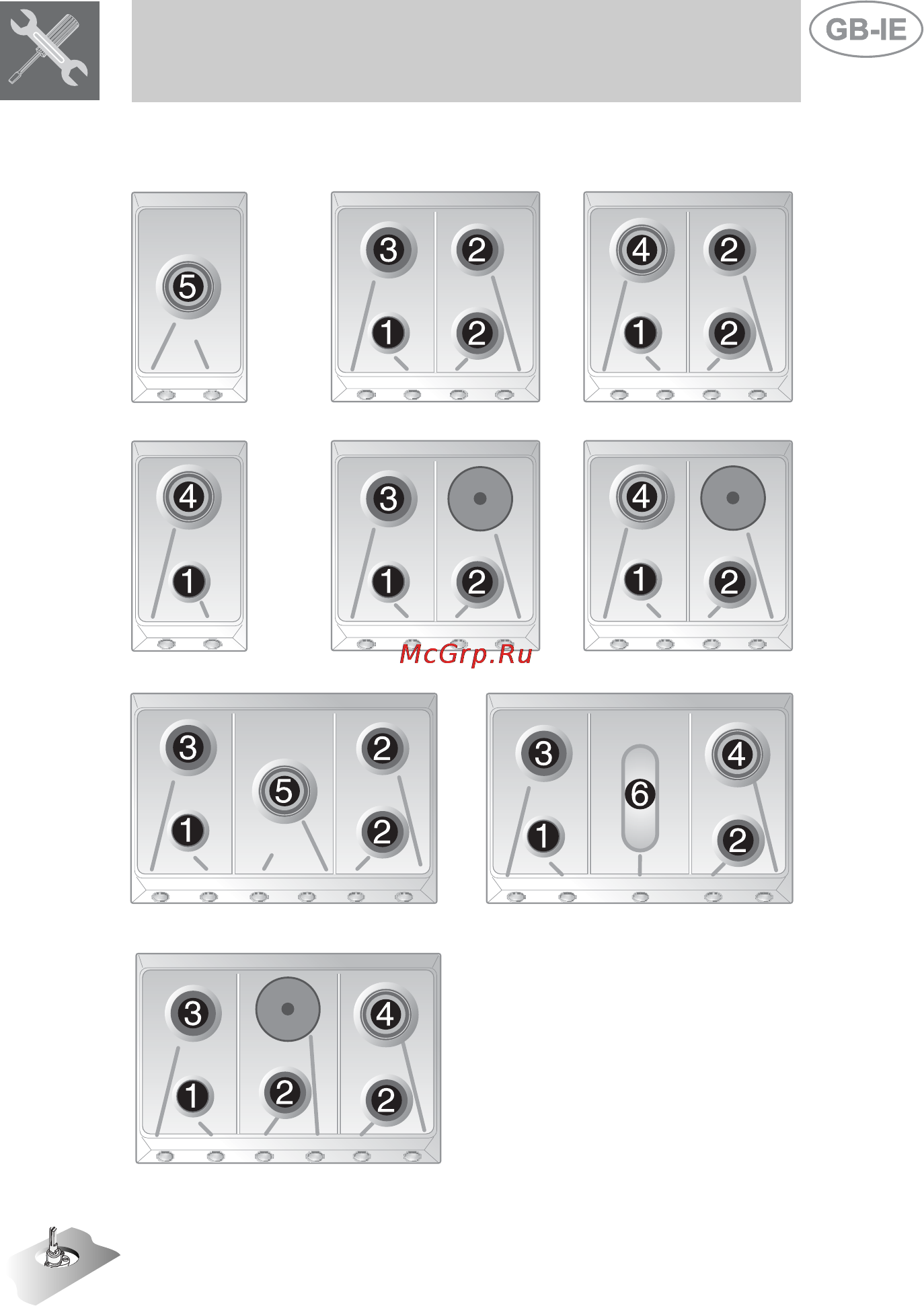 Smeg SRV532GH3 [14/20] Arrangement of burners on hob