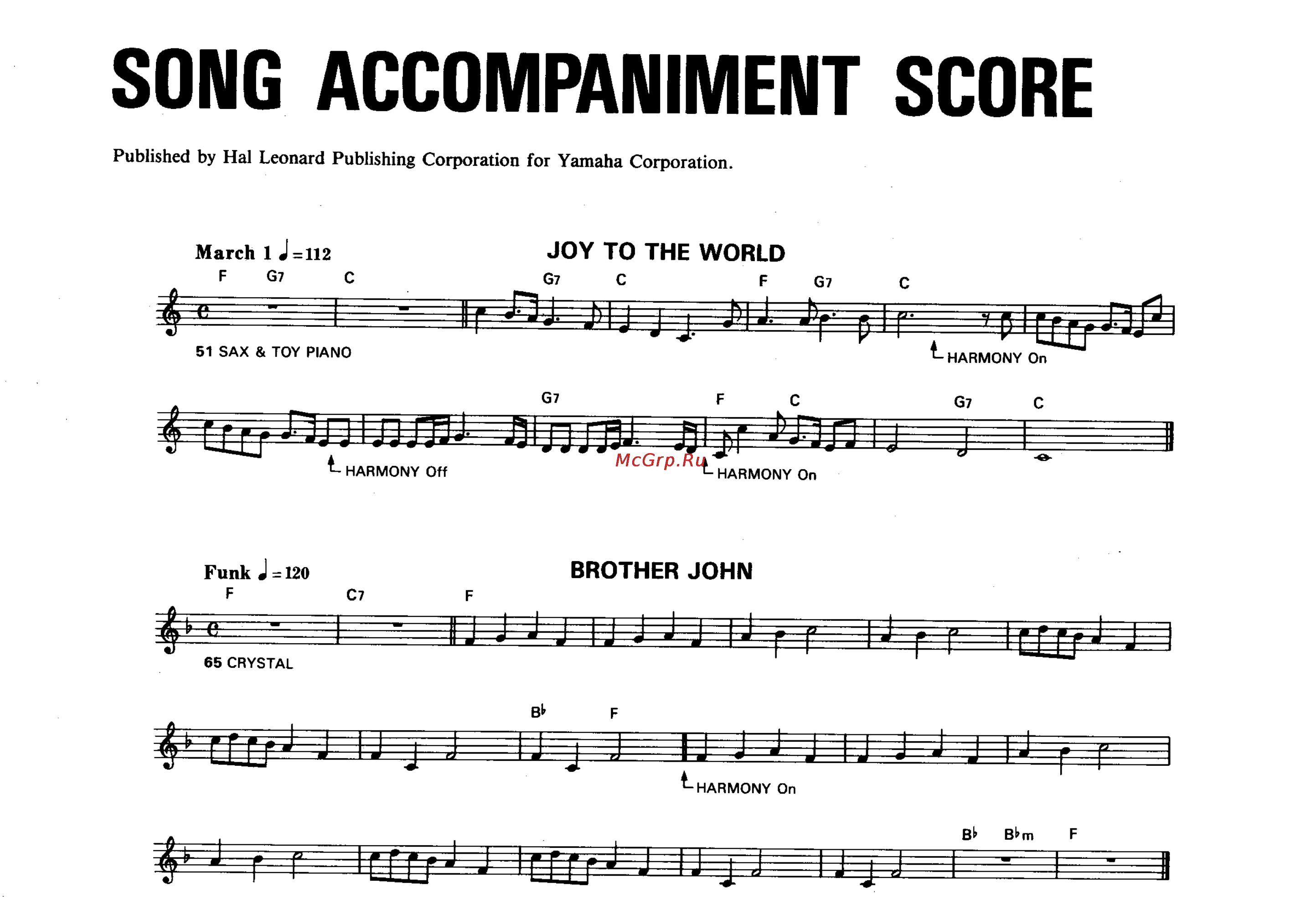 Yamaha PSR 2 [6/11] Song accompaniment score
