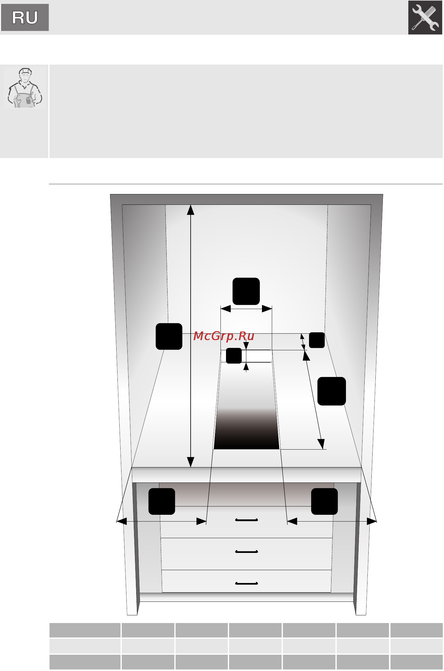 Smeg PGF31G [12/20] Размещение в столешнице