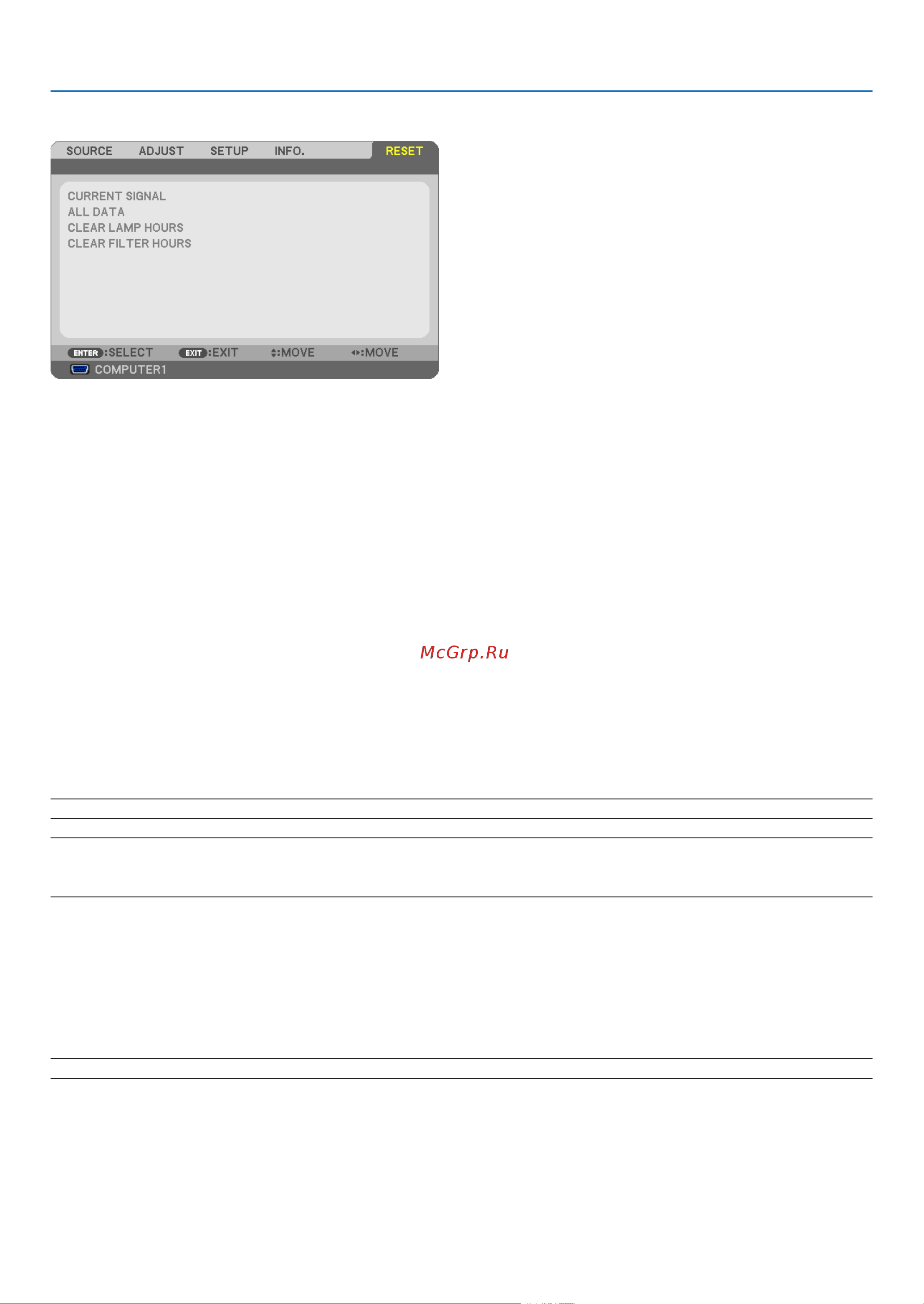 Nec M260XS [107/155] Returning to factory default reset