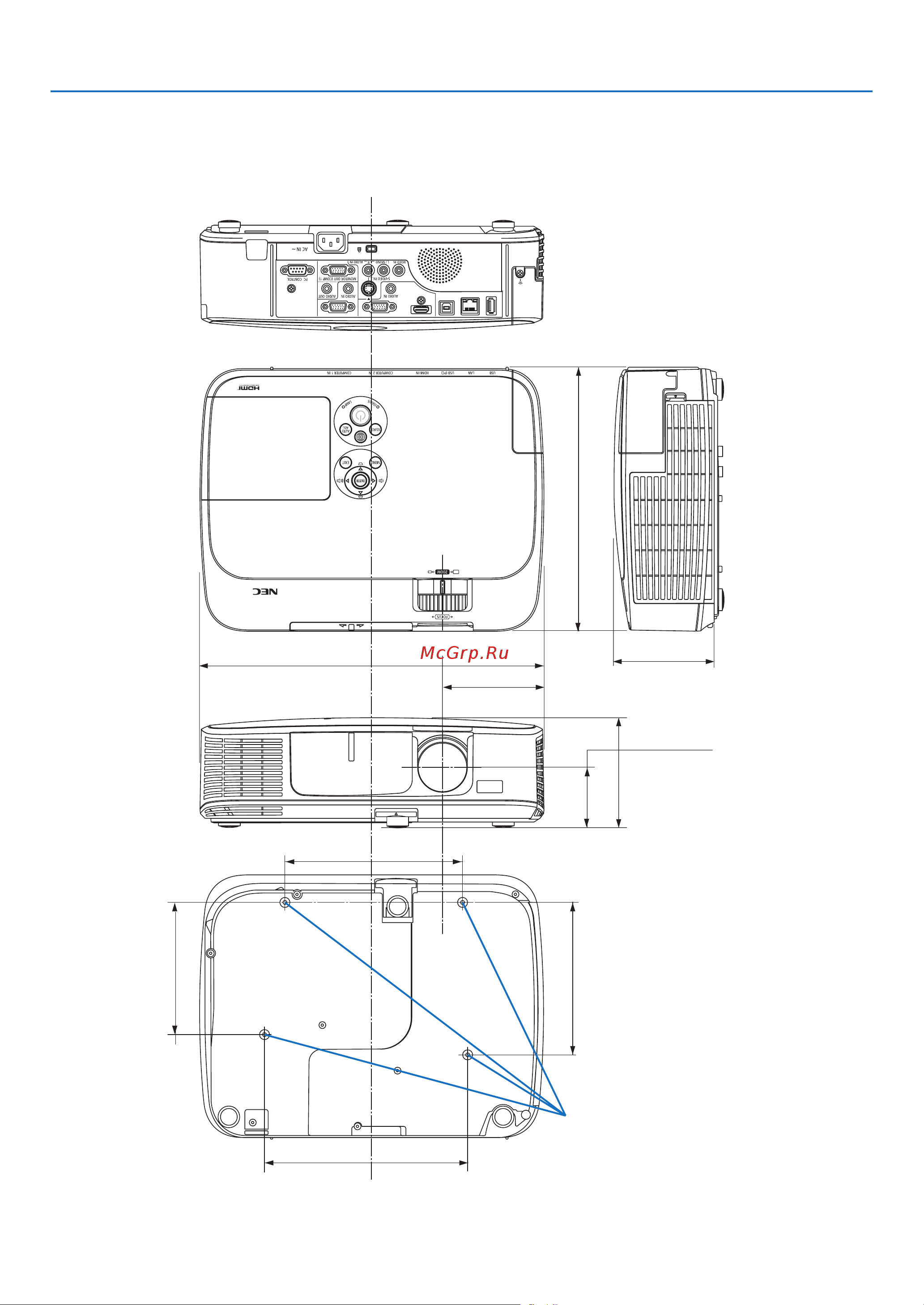 Nec M260WS [146/155] Cabinet dimensions
