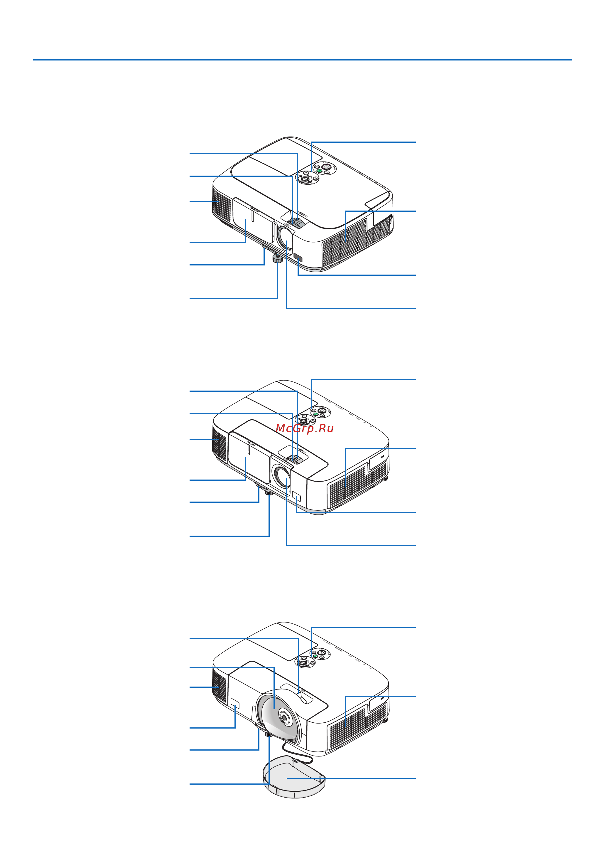 Nec M260XS [15/155] 3 part names of the projector