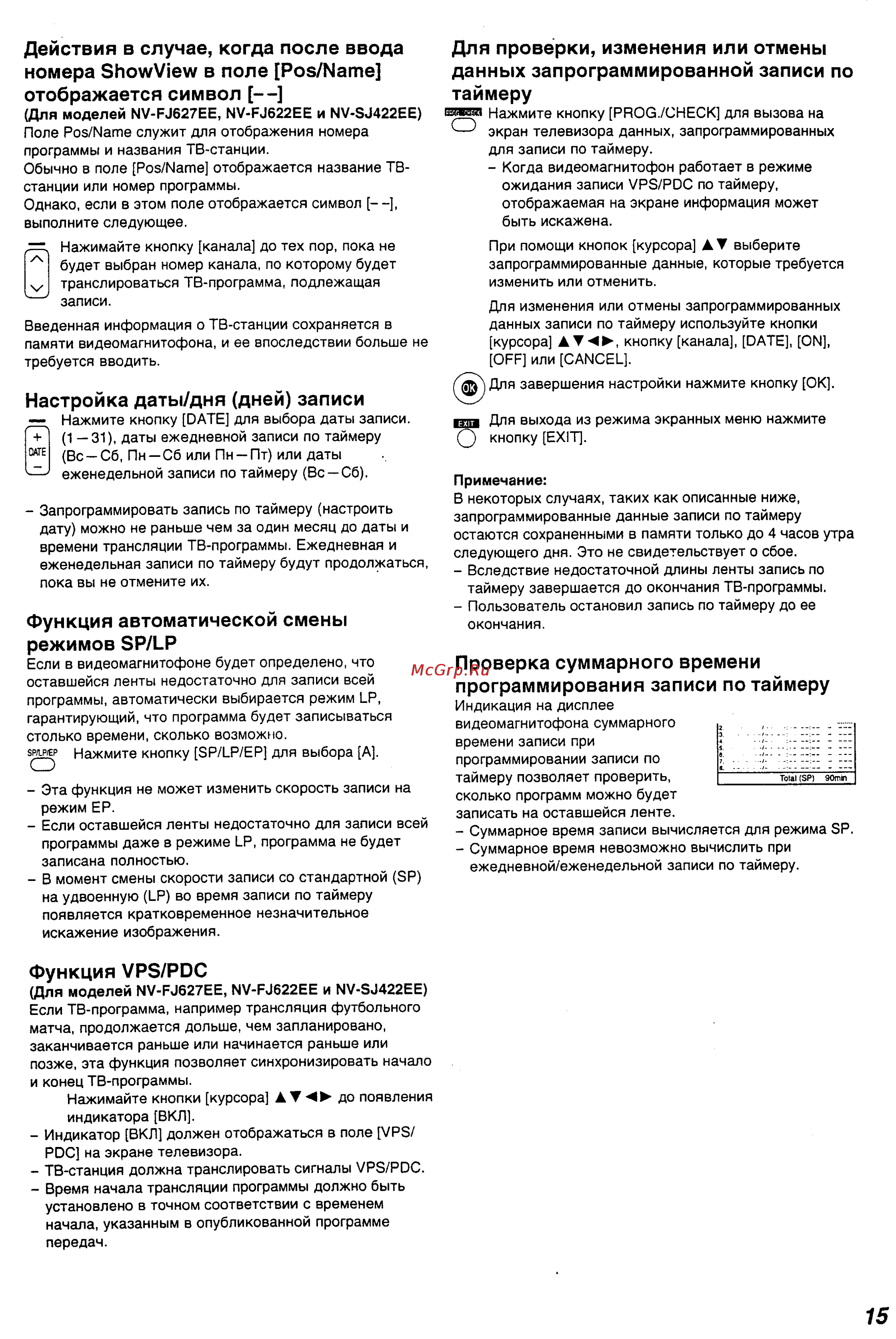 Panasonic NV-SJ422EE [15/28] Функция vps pdc