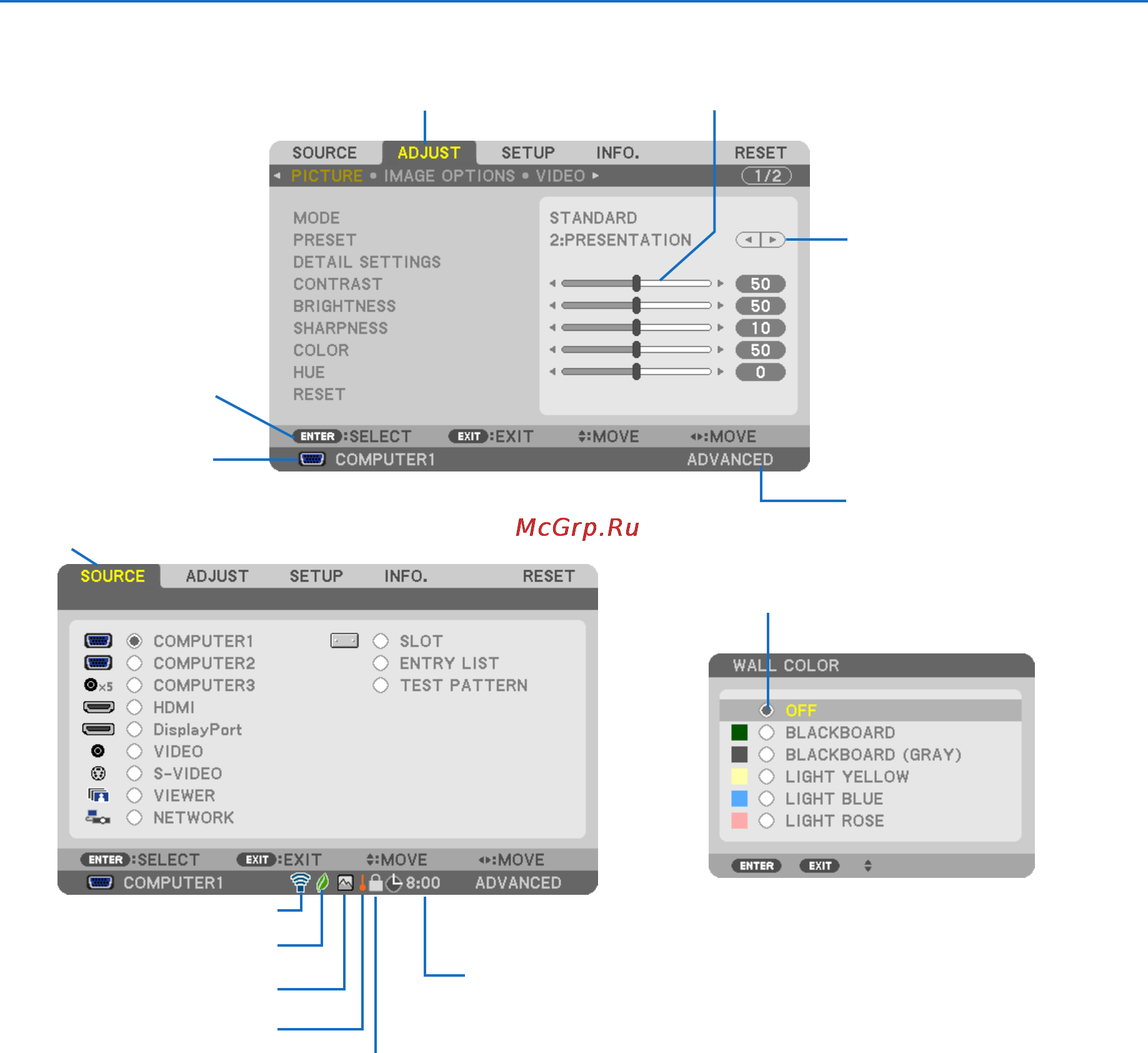 Nec PX700W [110/244] 2 menu elements