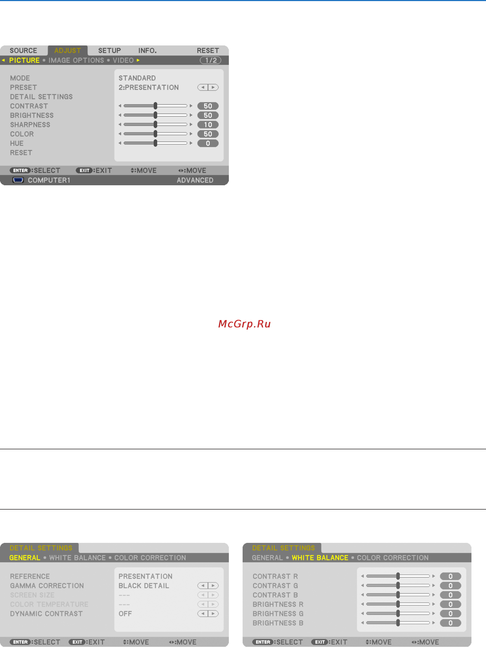 Nec PX700W [118/244] 5 menu descriptions functions adjust