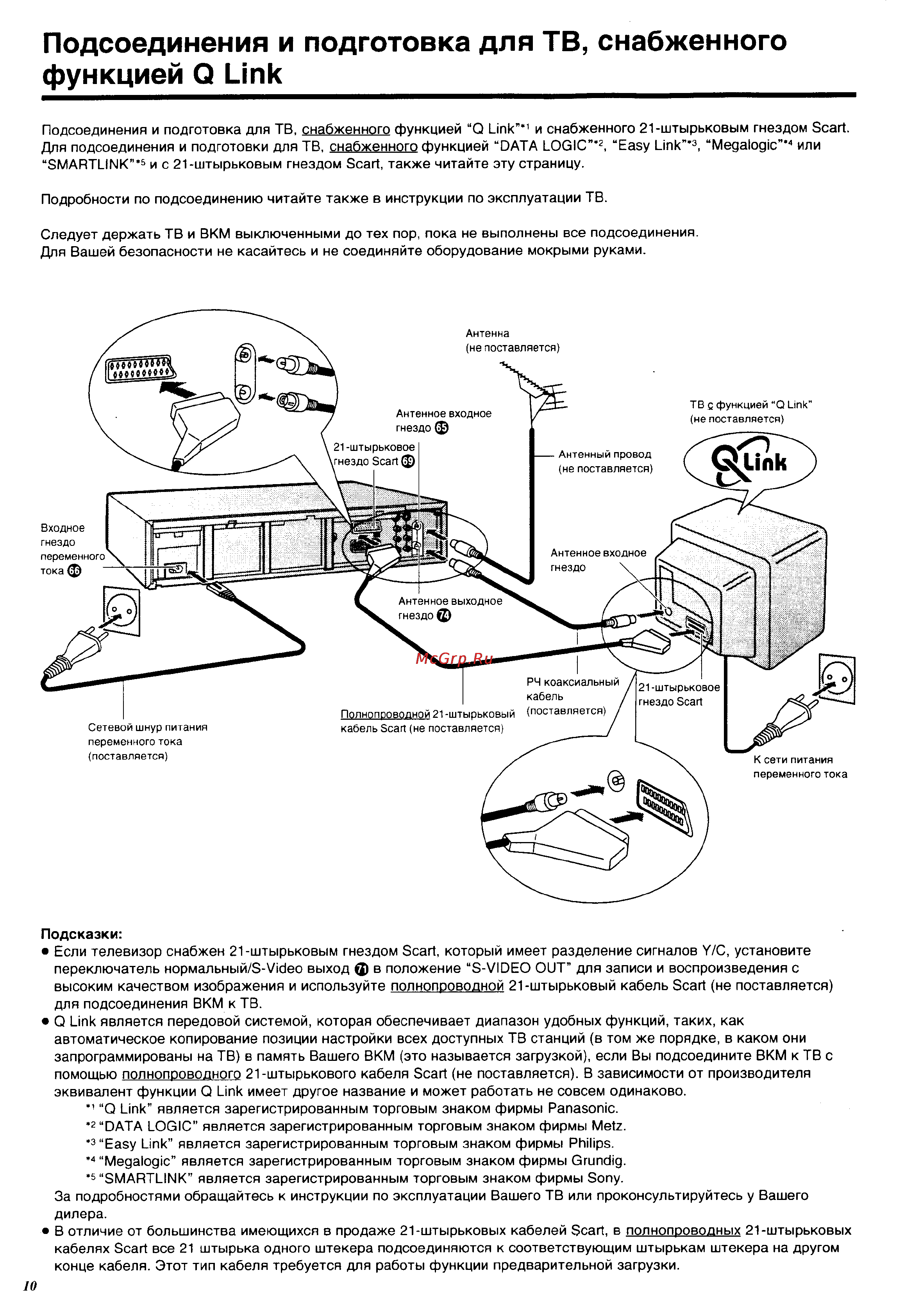 Panasonic NV-HS960EE [10/64] Подсоединения и подготовка для тв снабженного функцией q link
