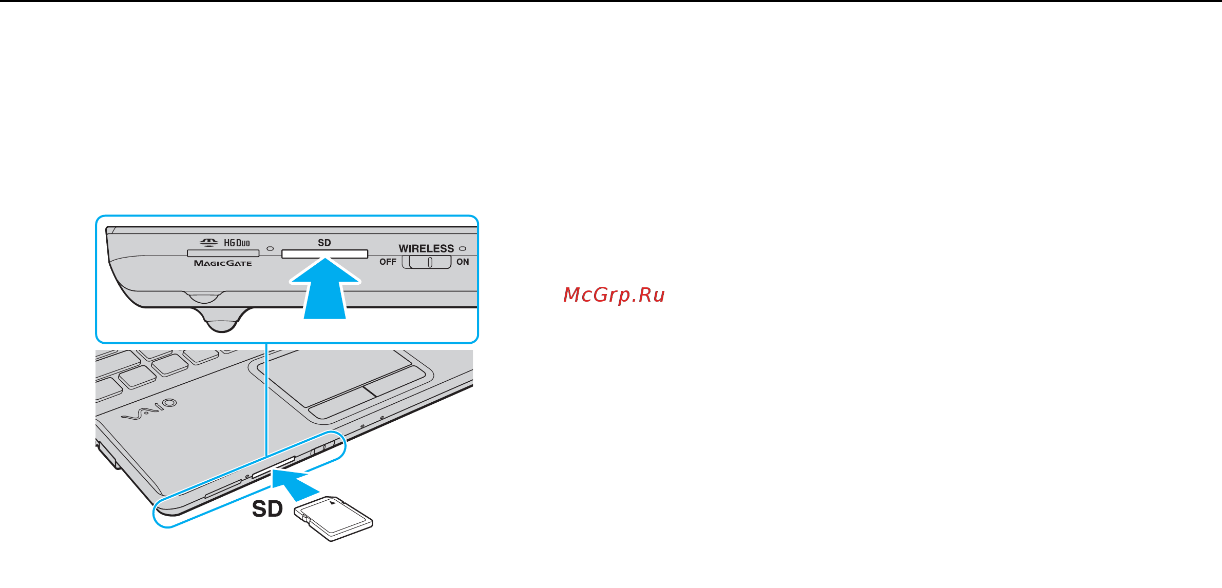 Sony VAIO VPCEA3M1R/WI [58/167] Процедура установки карты памяти sd