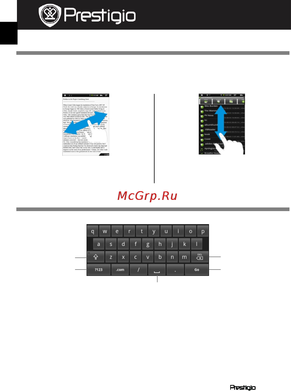 Prestigio MULTIPAD PMP3074B [118/145] Uporaba tipkovnice