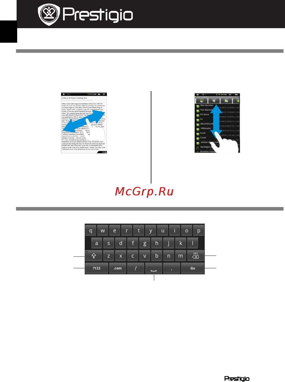 Prestigio MULTIPAD PMP3074B [94/145] Ekran dotykowy