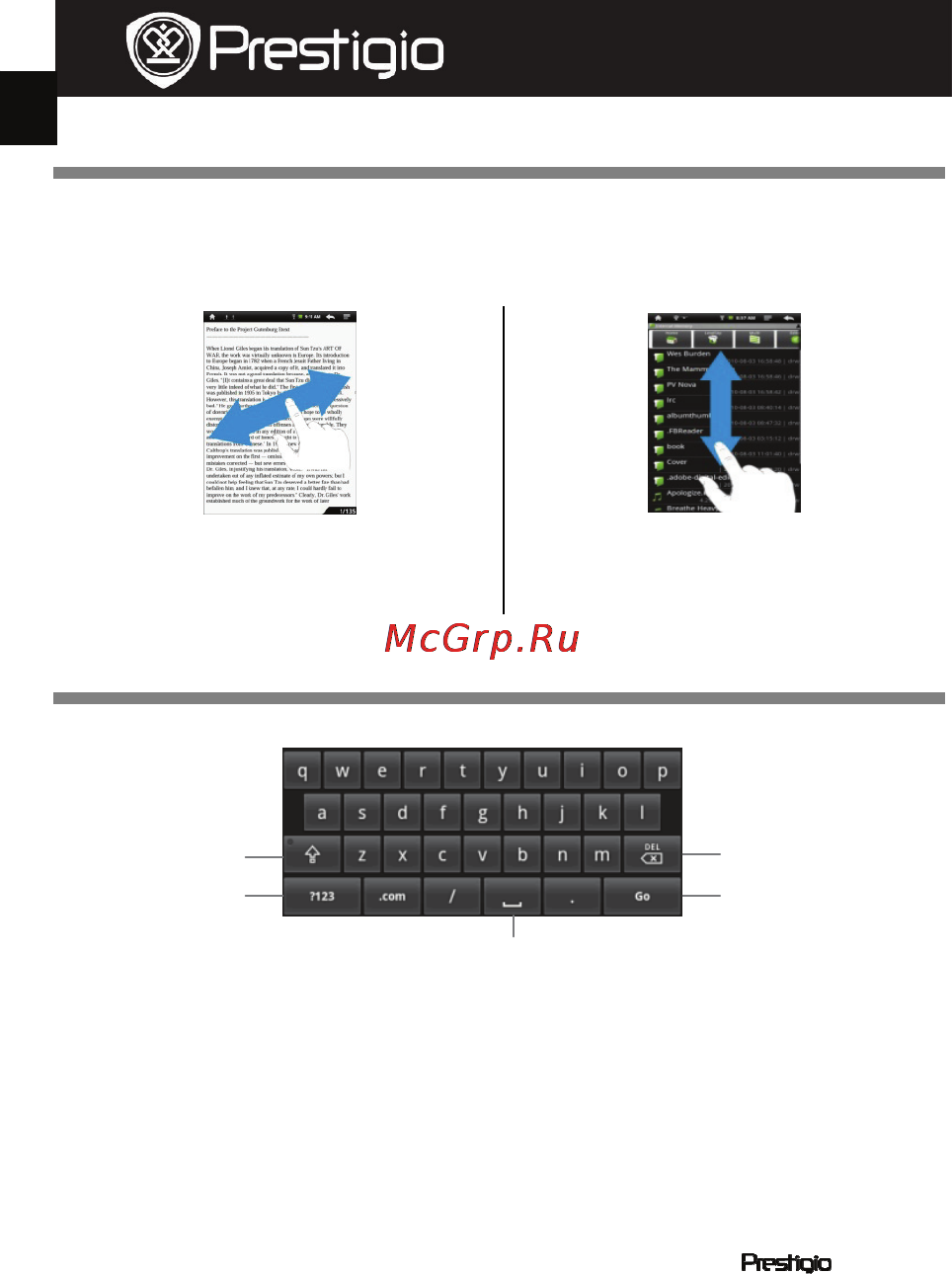 Prestigio MultiPad PMP3084B [71/115] Klaviatūros naudojimas