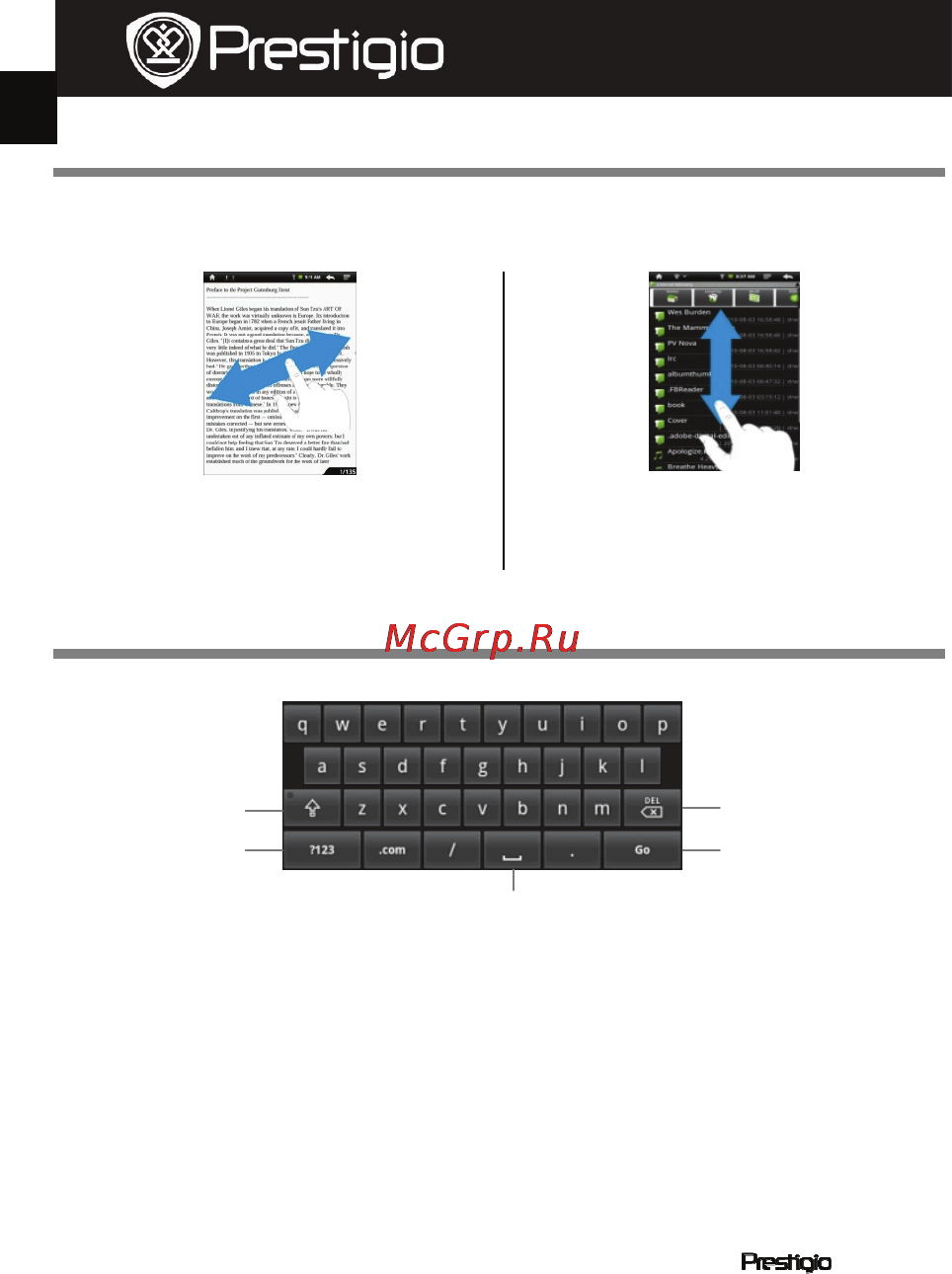 Prestigio MultiPad PMP3084B [77/115] Sensora displejs
