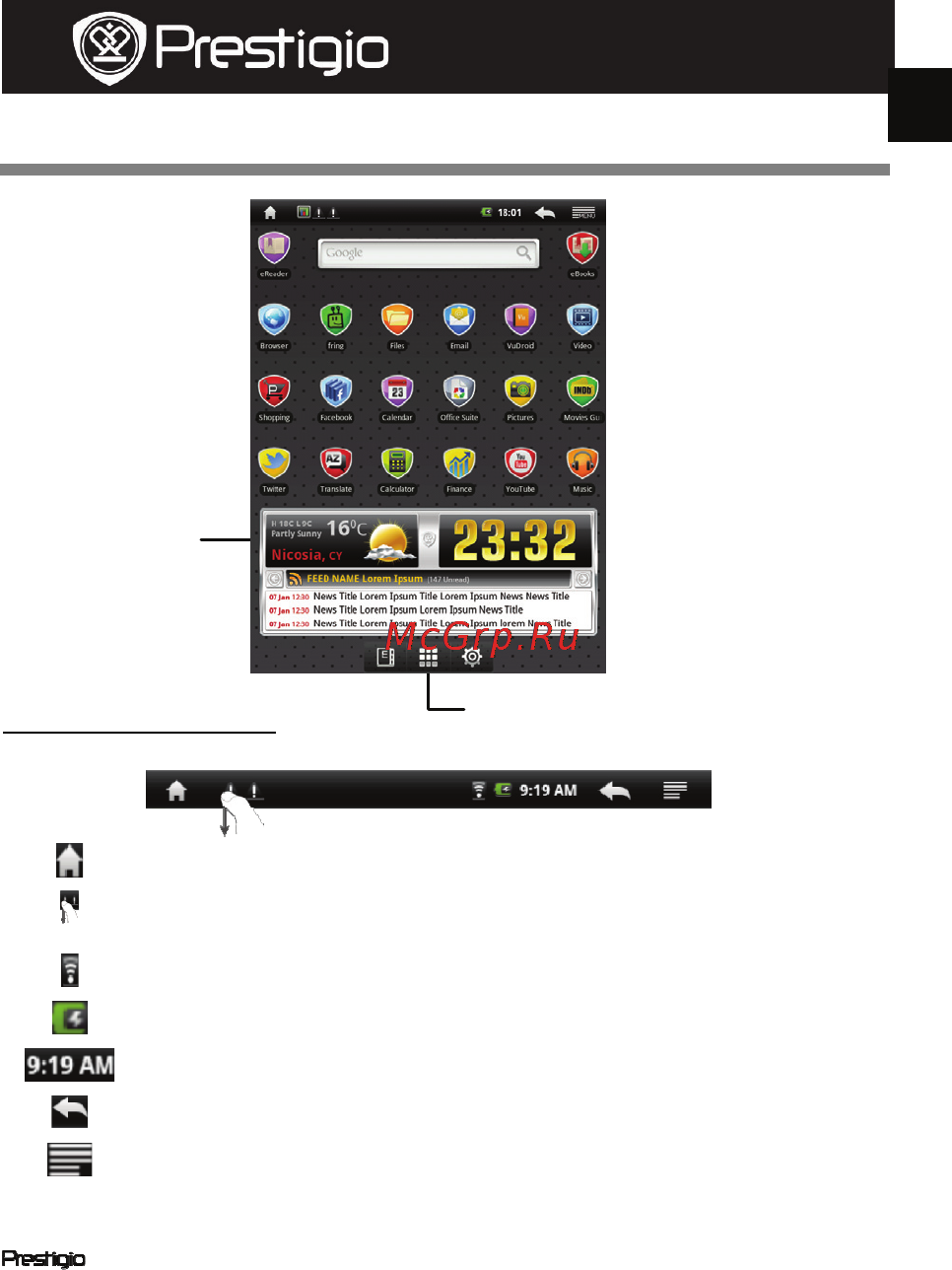 Prestigio MultiPad PMP3084B [82/115] Menu główne