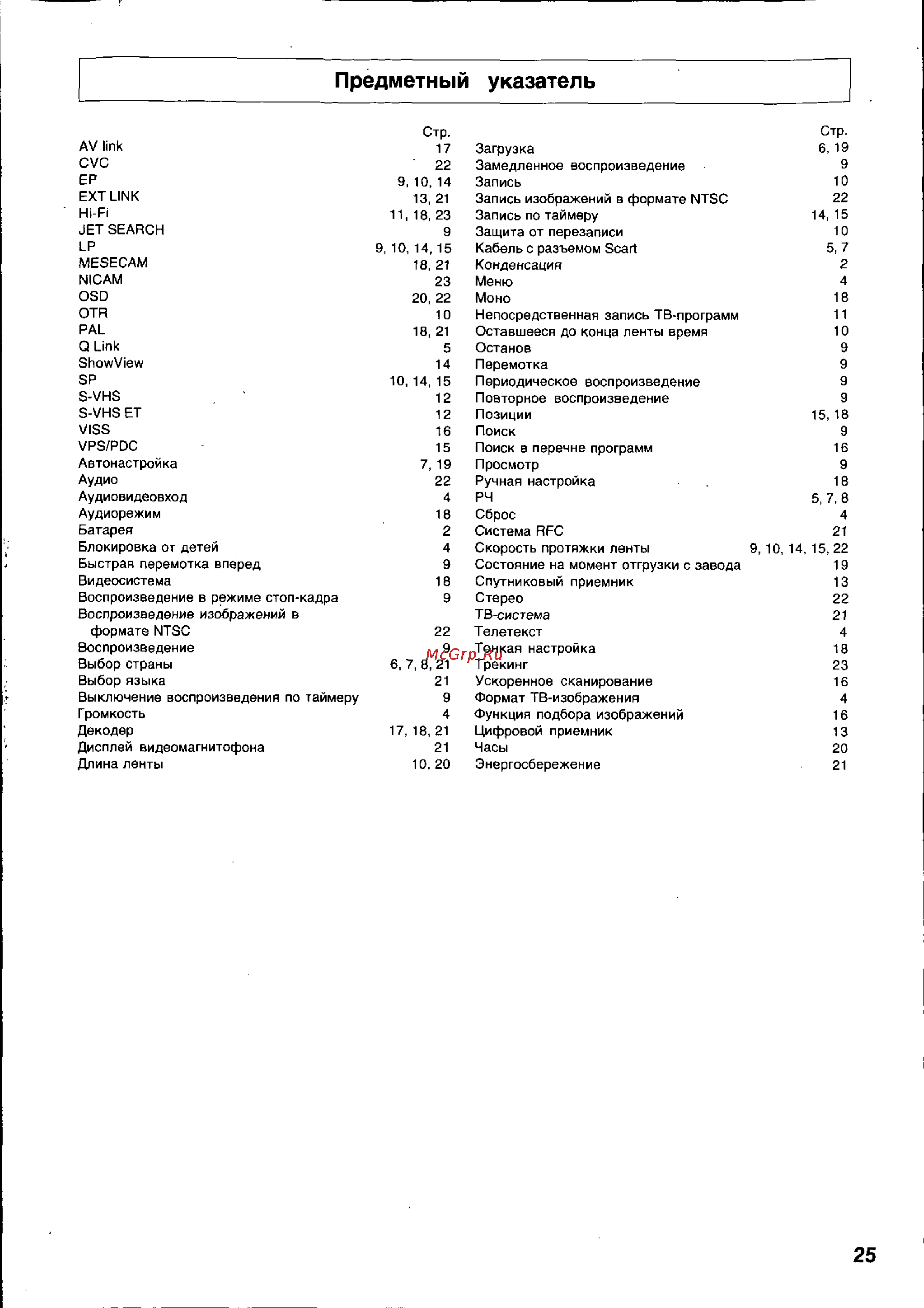 Panasonic NV-HS825EE [25/26] Предметный указатель