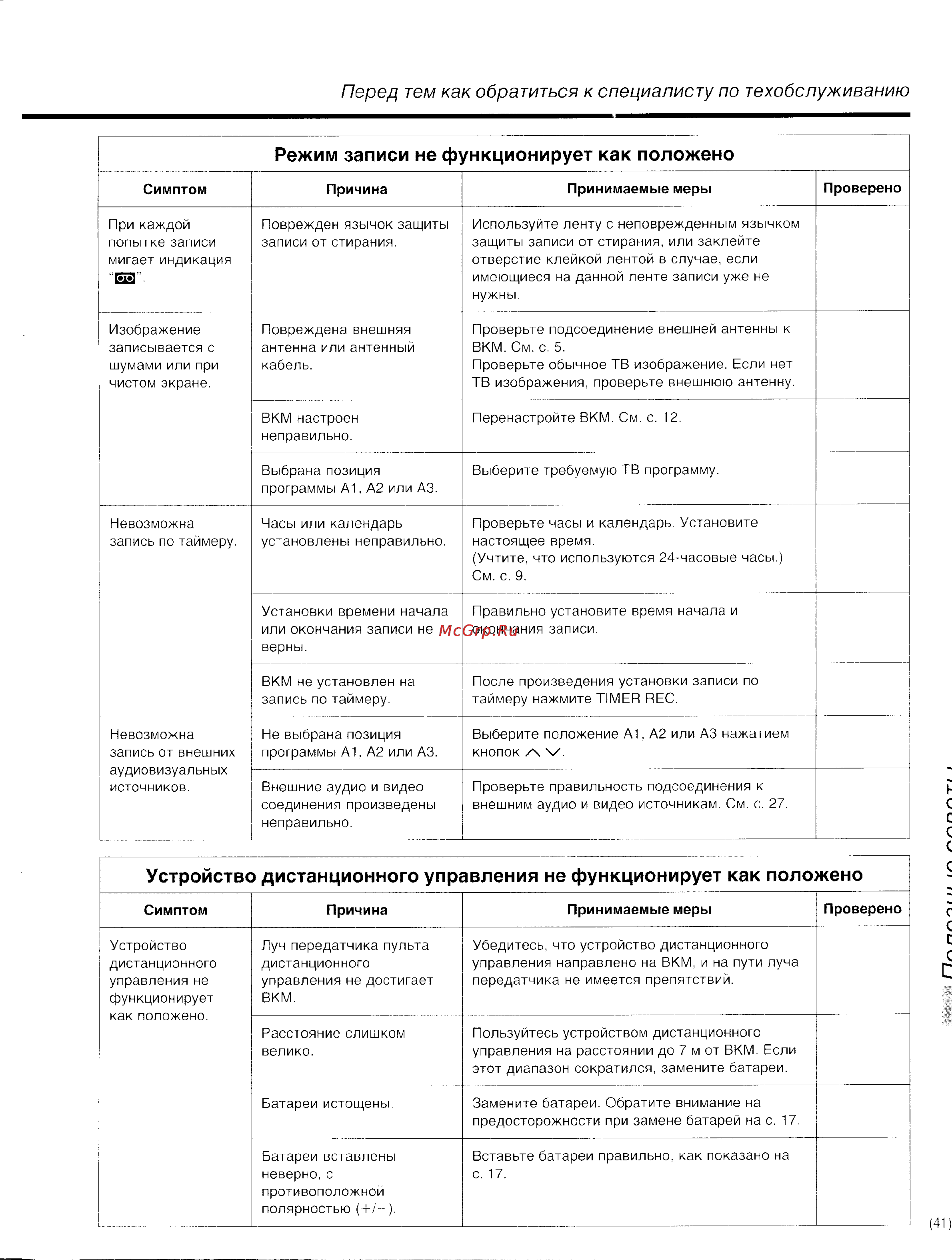 Panasonic NV-HS800EE [41/42] Режим записи не функционирует как положено