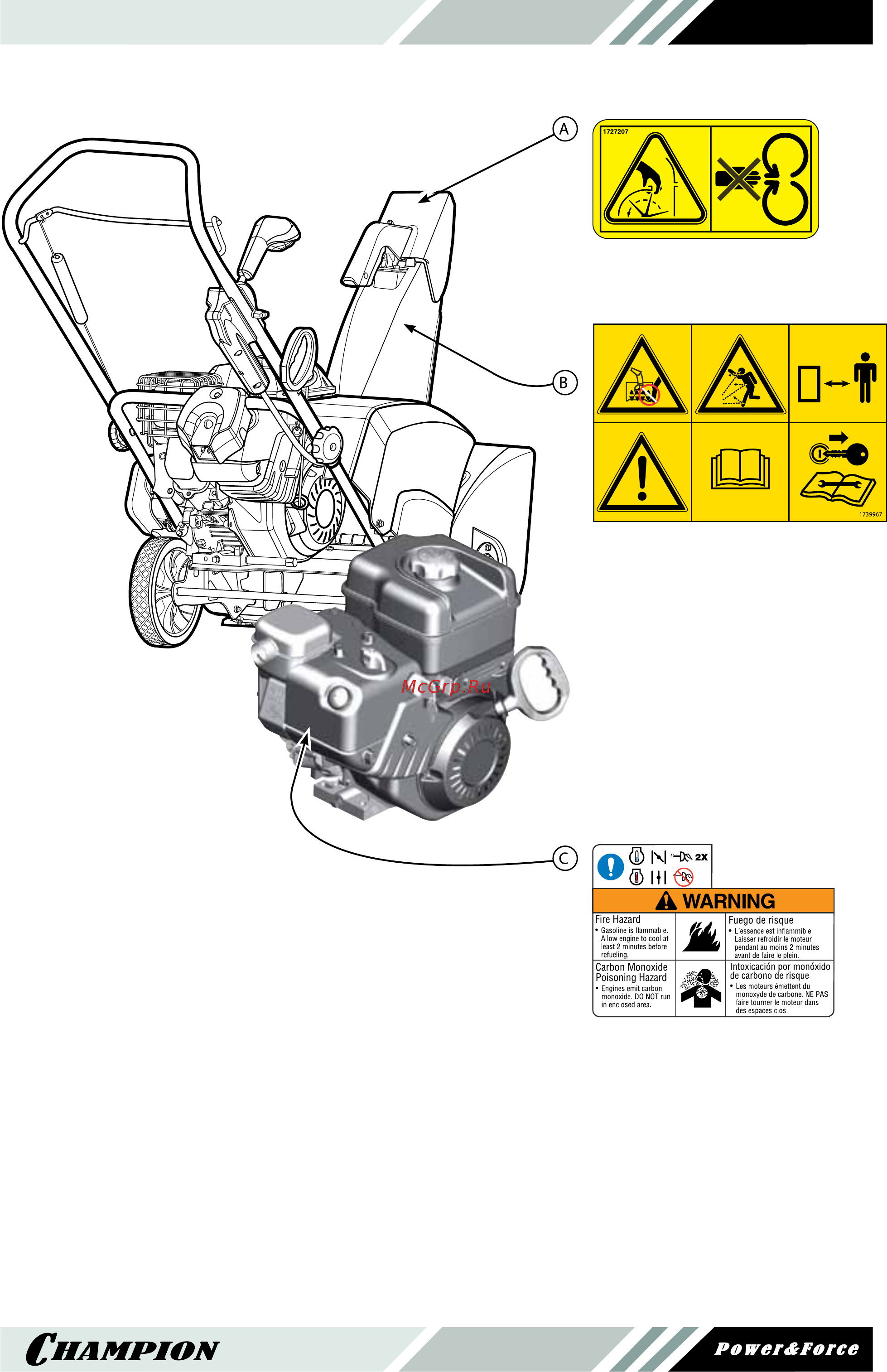 Champion ST655BS1696543 [13/28] Наклейки с предупреждениями о безопасности