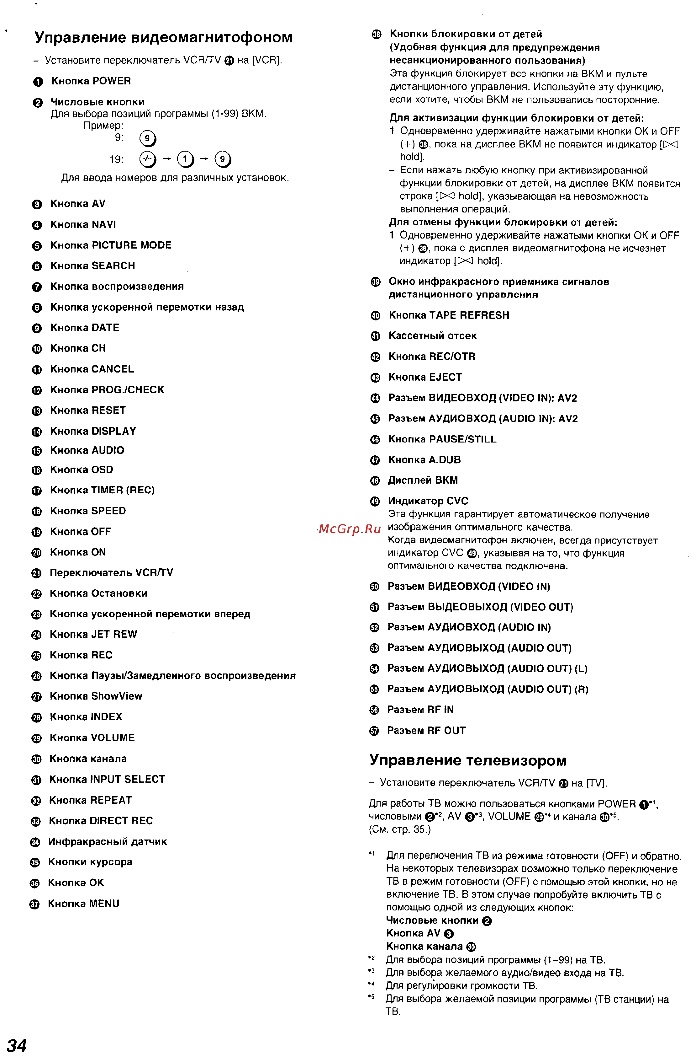 Panasonic NV-FJ730 Series [5/31] Управление видеомагнитофоном