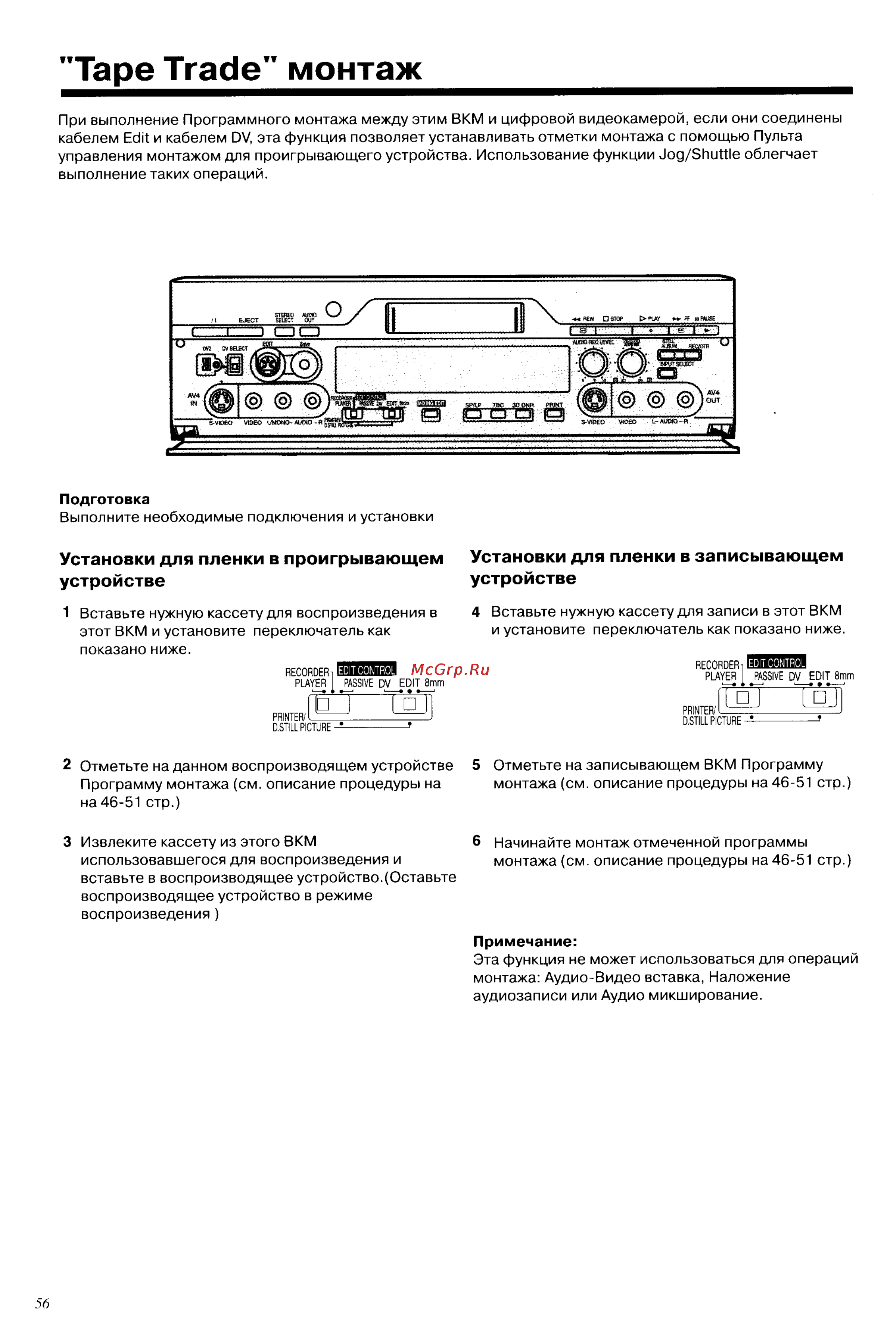 Panasonic NV-DV2000EC [56/67] Tape trade монтаж