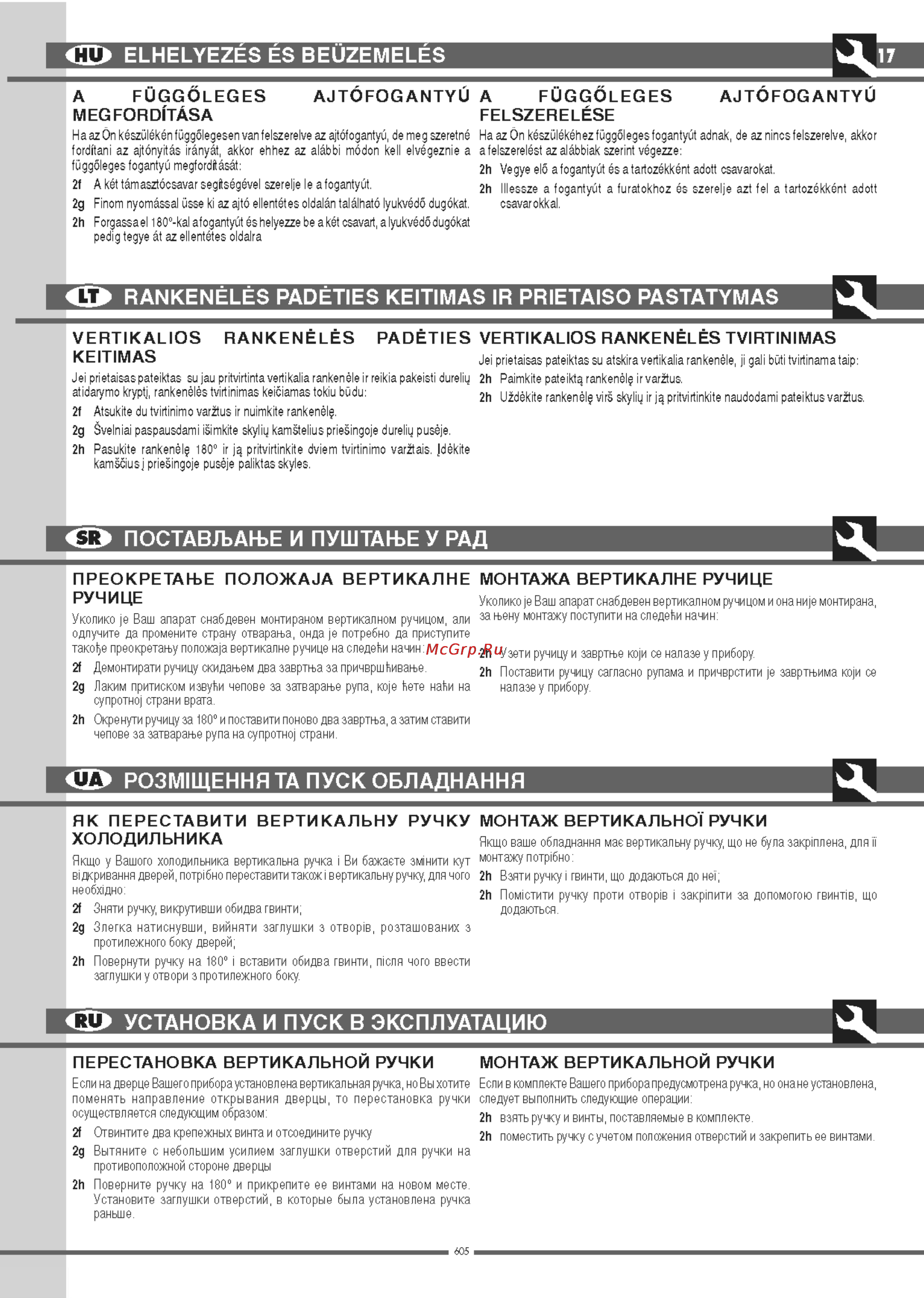Ardo FR 12 SA [17/40] O elhelyezes es beüzemeles