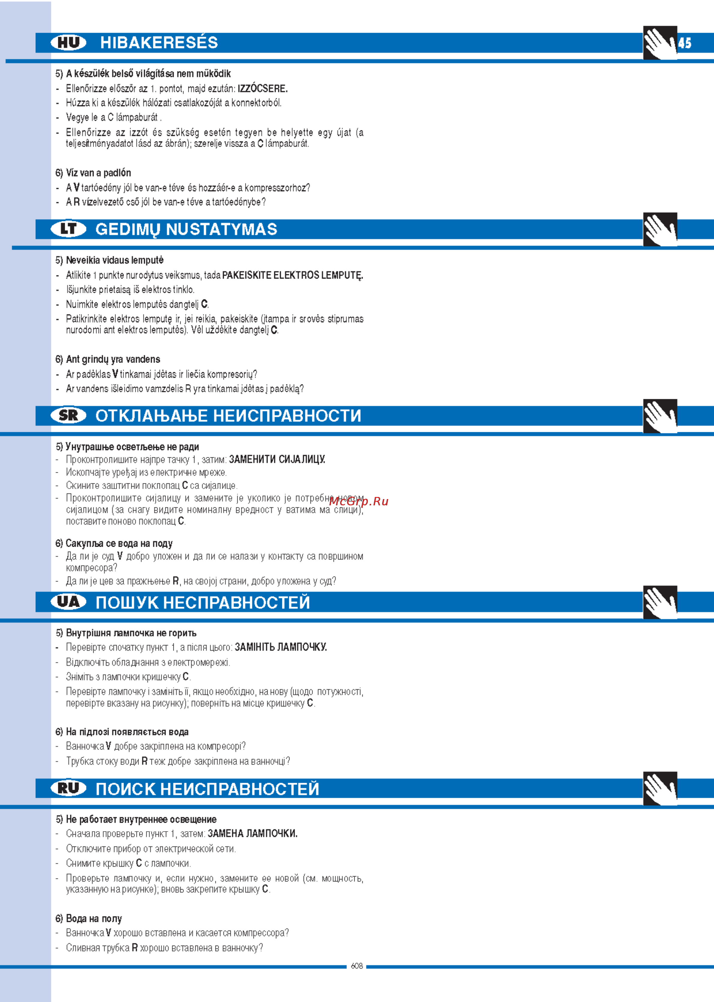 Ardo IDP 24 SH [45/48] Поиск неисправностей