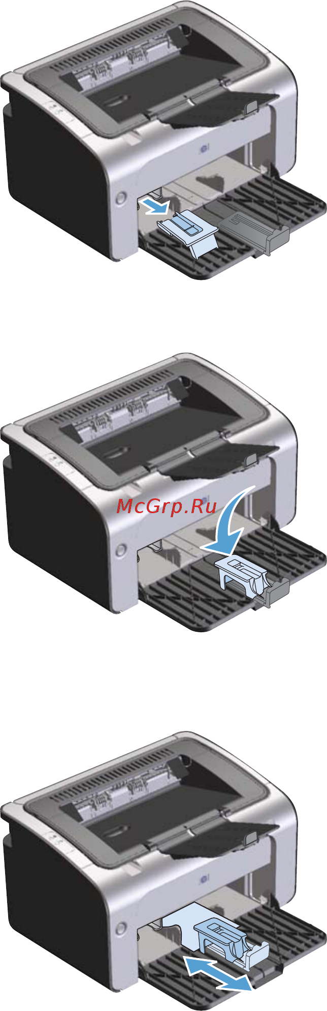 HP LASERJET PRO P1102 [59/174] Регулировка лотка для коротких носителей только базовые модели