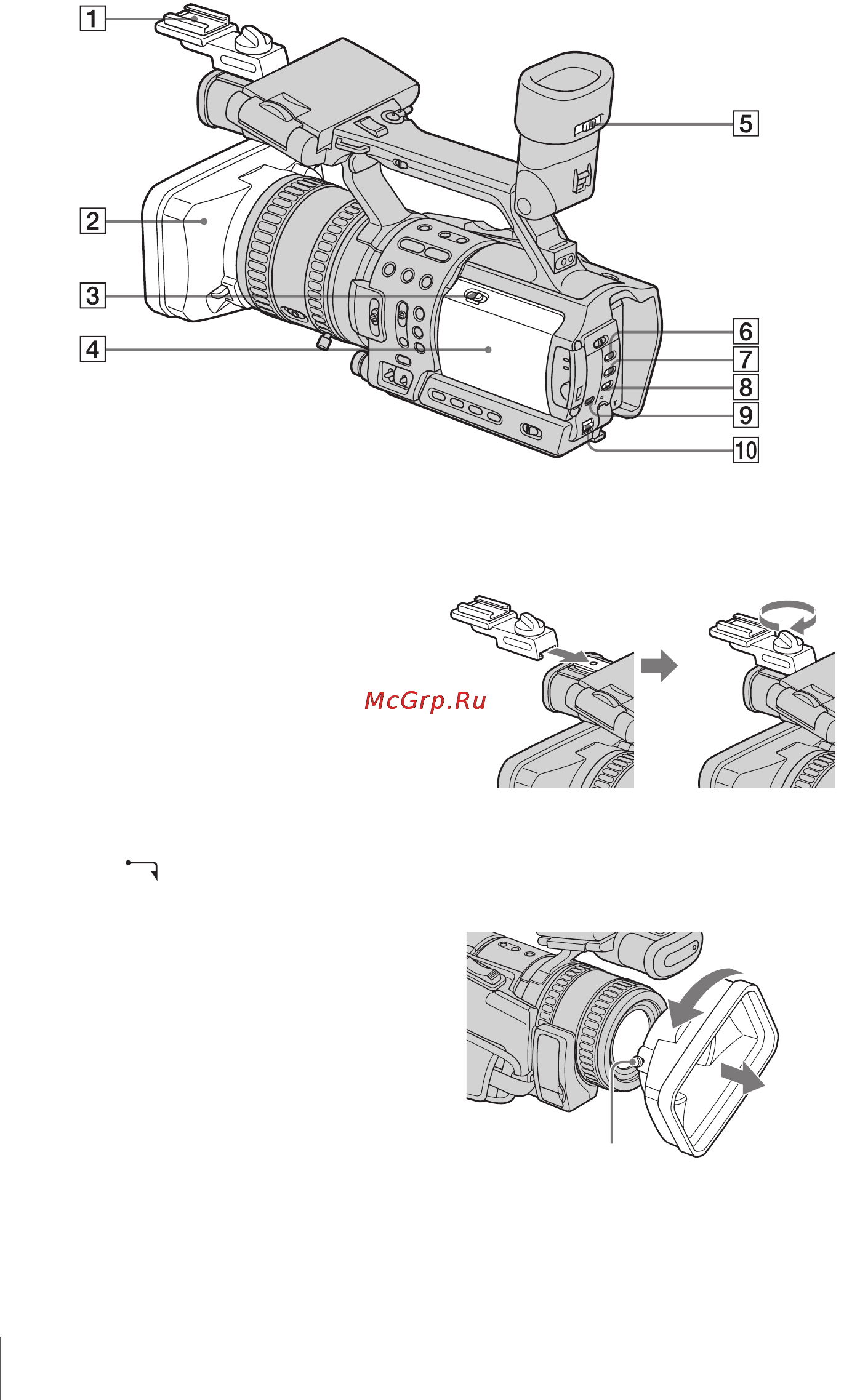 Sony HDR-FX1E [122/132] Подсоединение адаптера для вспомогательных принадлежностей