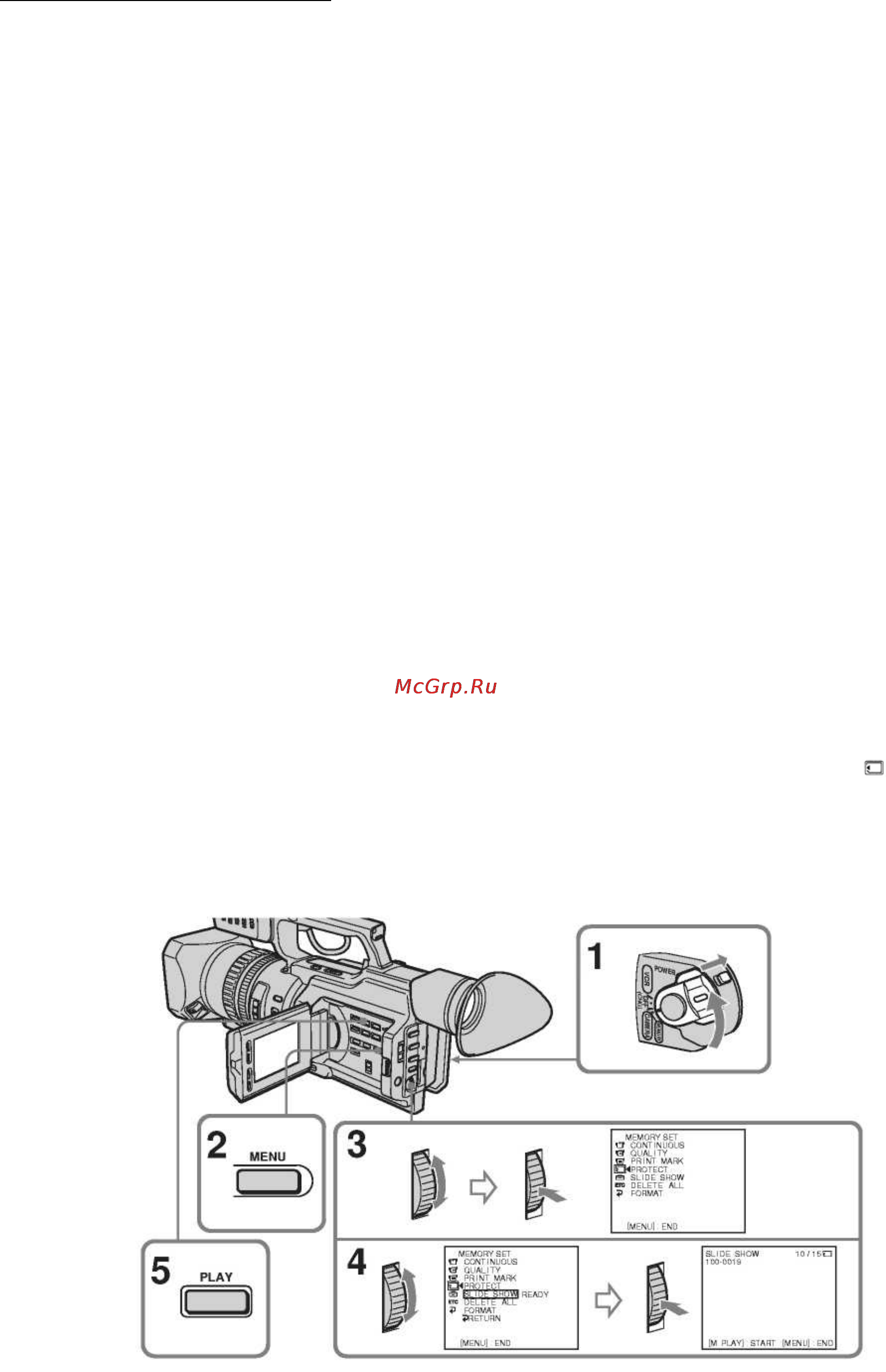 Sony DSR-PD170P [104/139] Непрерывное воспроизведение изображений slide show
