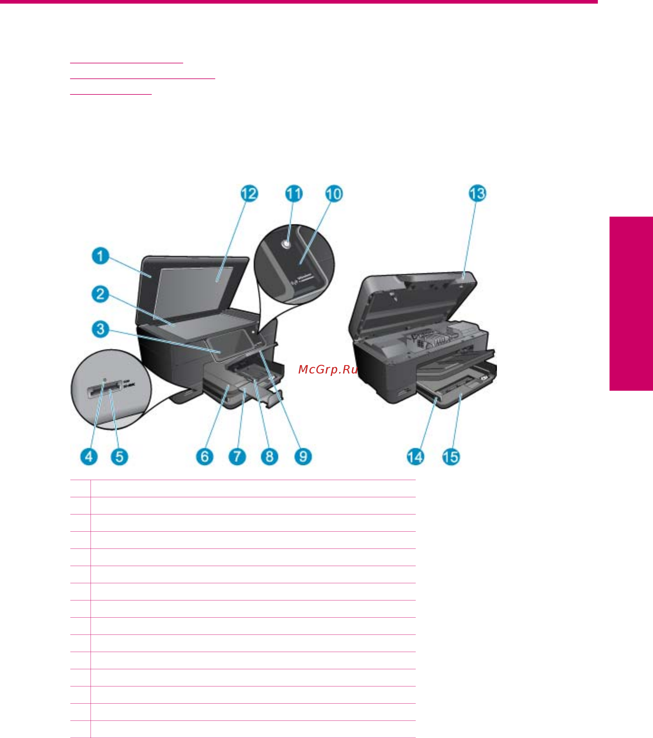 HP PHOTOSMART eAiO B210B [7/56] Компоненты принтера