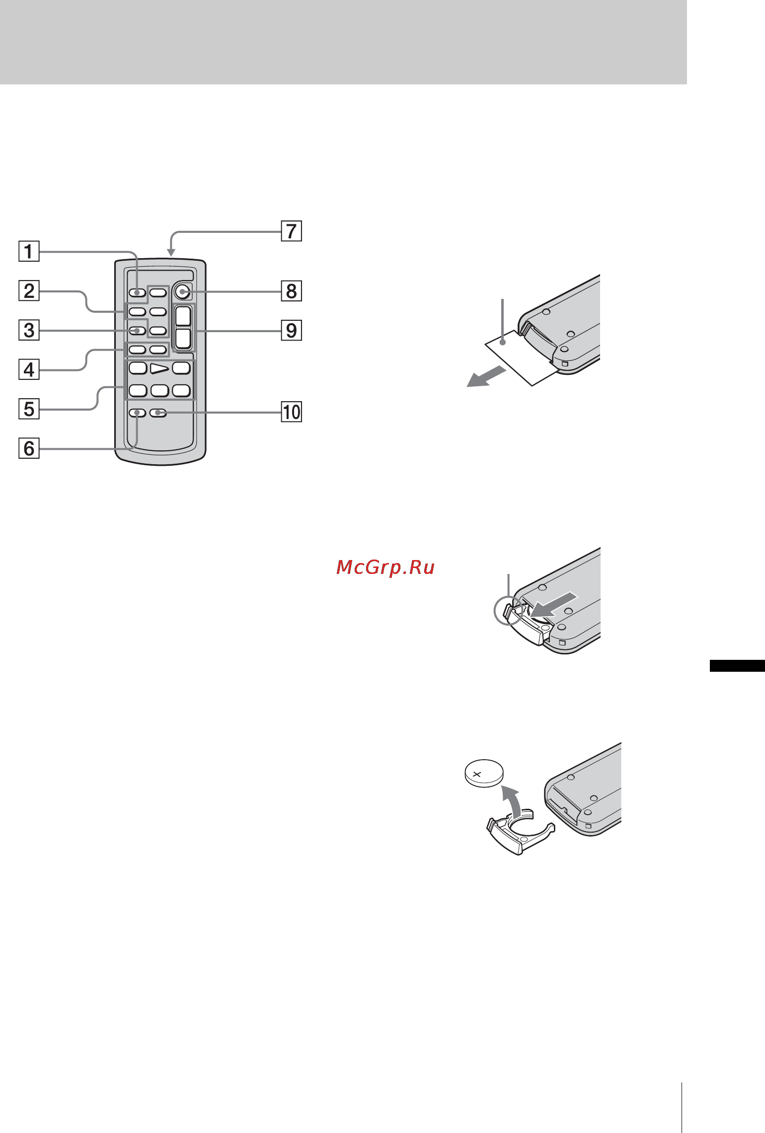 Sony DCR-TRV480E [309/316] Пульт дистанционного управления
