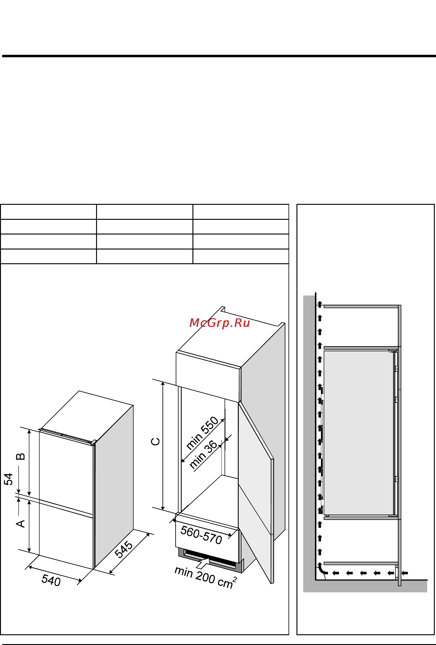 Smeg CR321A [20/24] Mounting dimensions and required air circulation