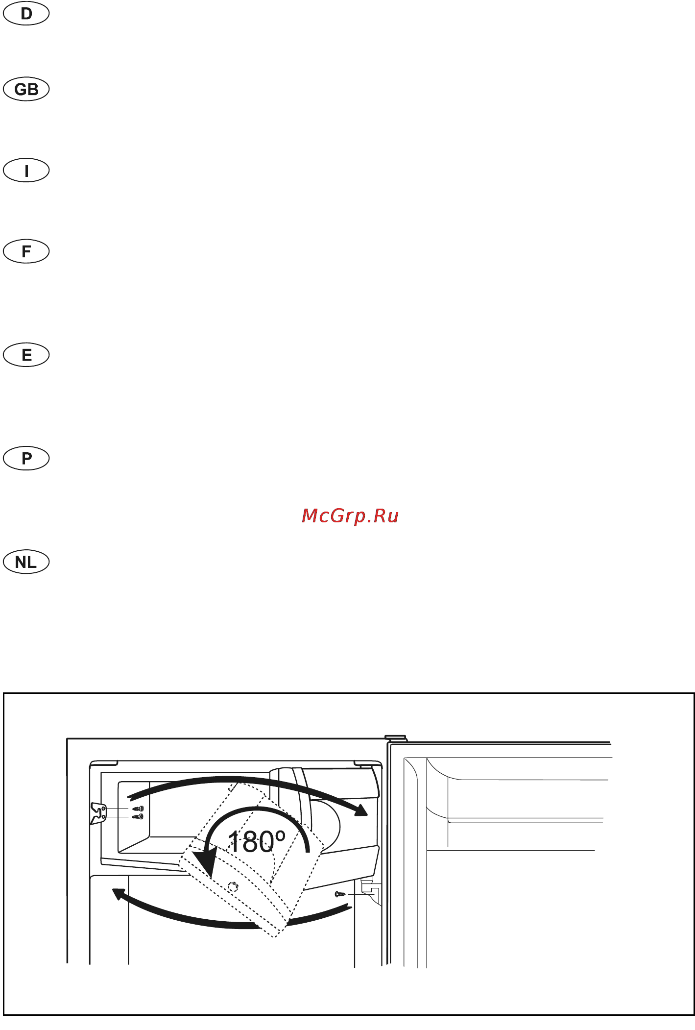 Smeg VI100A [17/18] Cambio del sentido de la apertura de la puerta del compartimento de baja temperatura