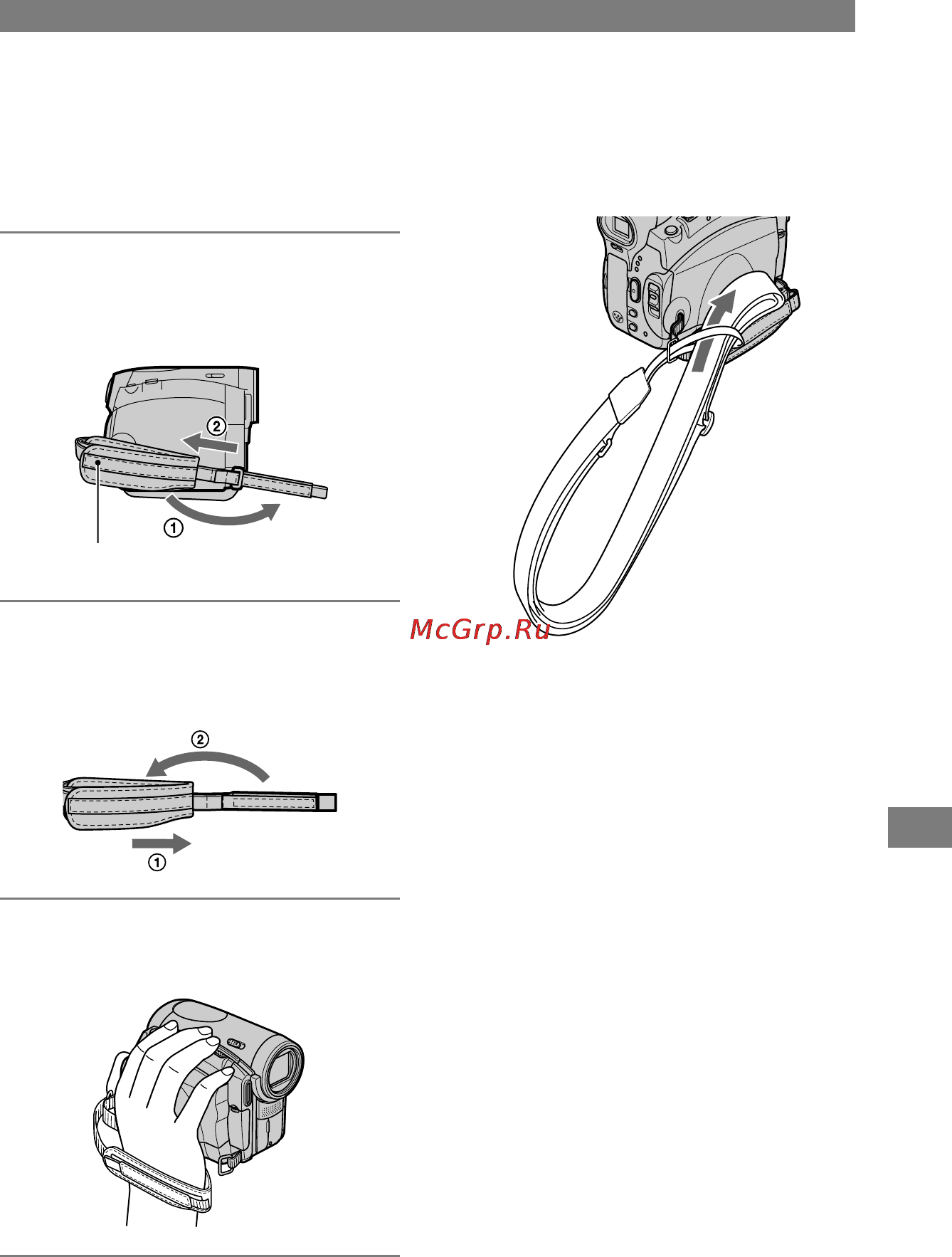 Sony DCR-HC90E [113/259] Använda greppremmen som handlovsrem