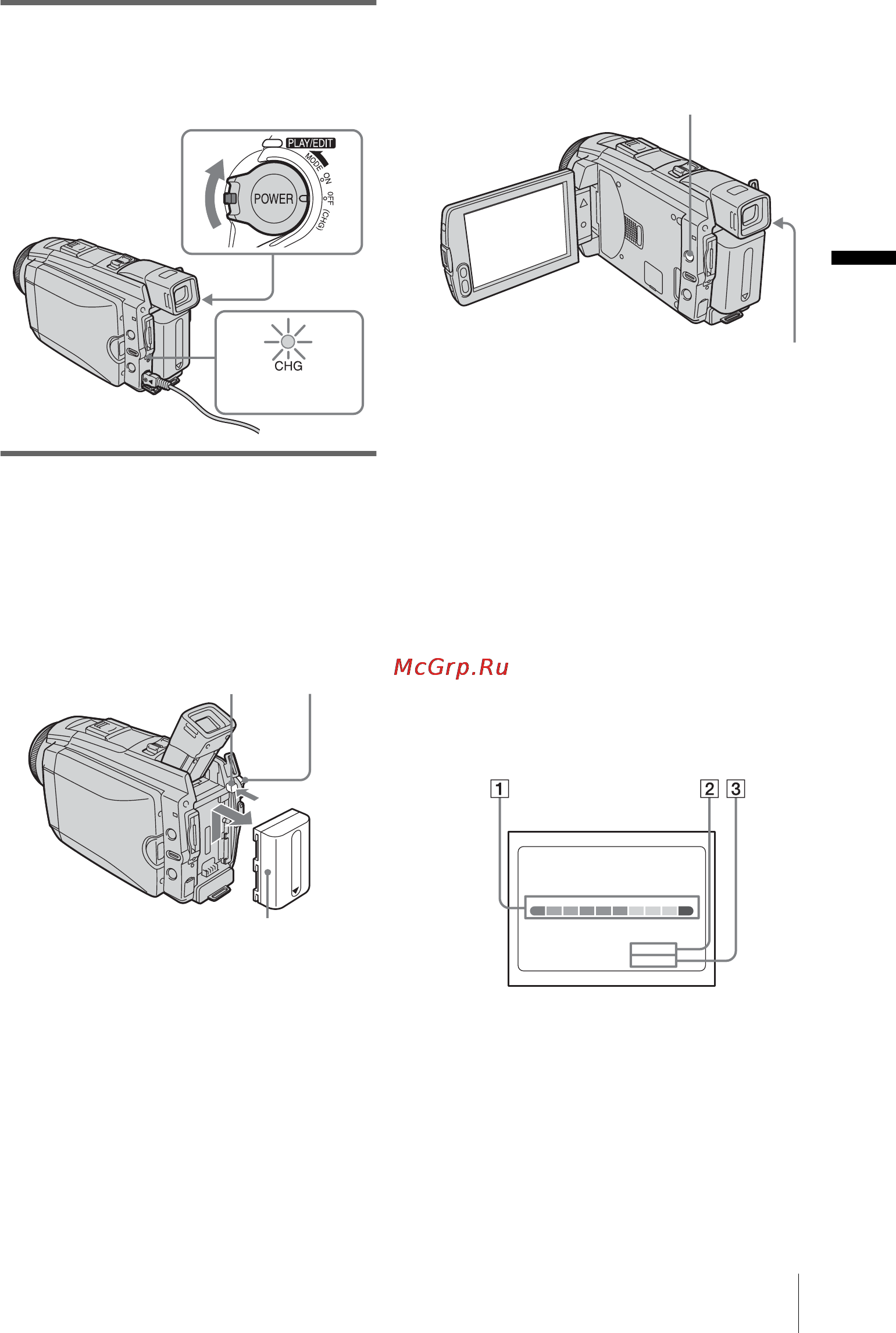 Sony DCR-HC85E [15/156] Передвиньте переключатель power в положение off chg