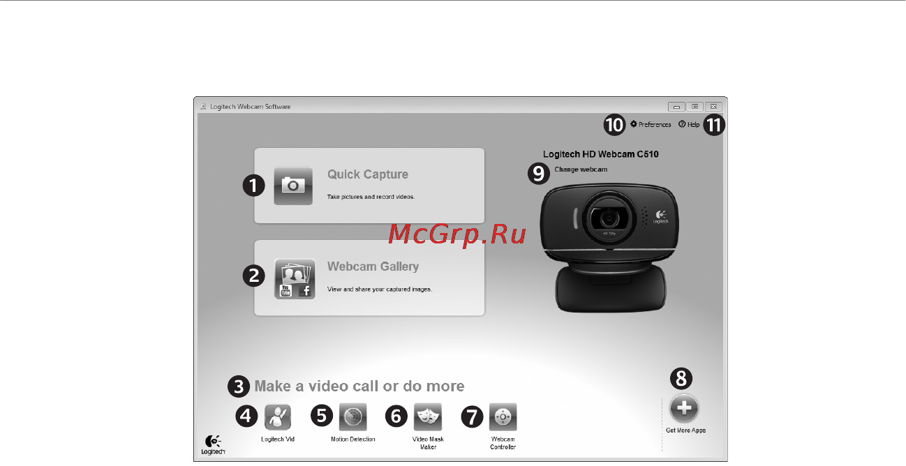 Logitech HD WEBCAM C510 [31/104] Poruszanie się po oprogramowaniu logitech webcam software