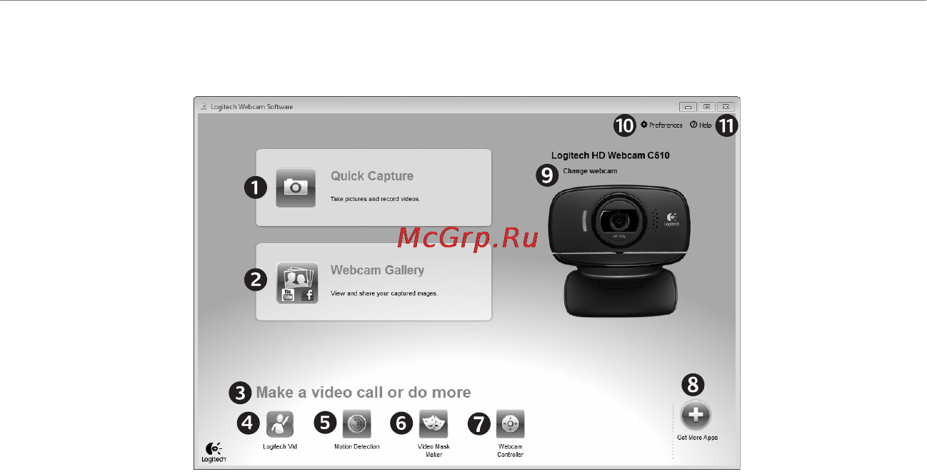 Logitech HD WEBCAM C510 [9/104] Navigatingthelogitechwebcamsoftware