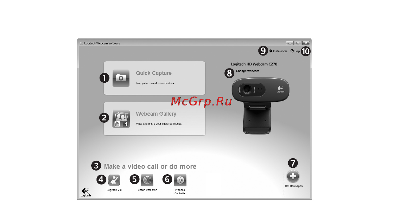 Logitech C270 (960-000730) [18/94] Навигация по программному обеспечению для веб камер logitech